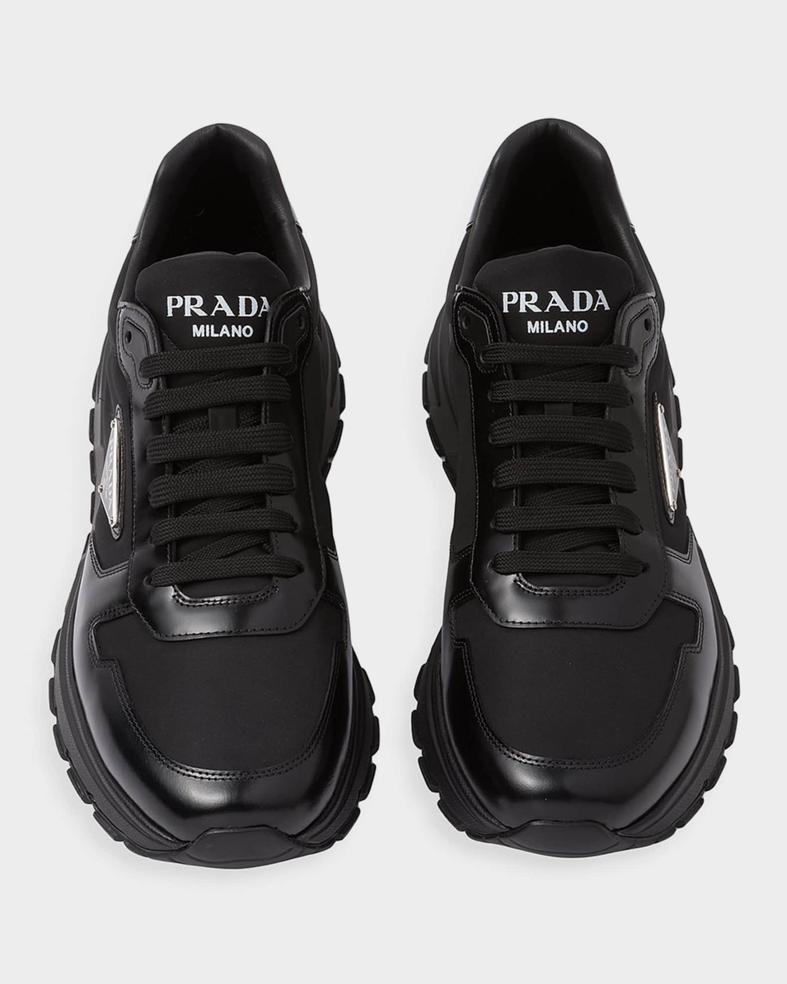 Prada Men's Re-Nylon & Brushed Leather Sneakers | Neiman Marcus