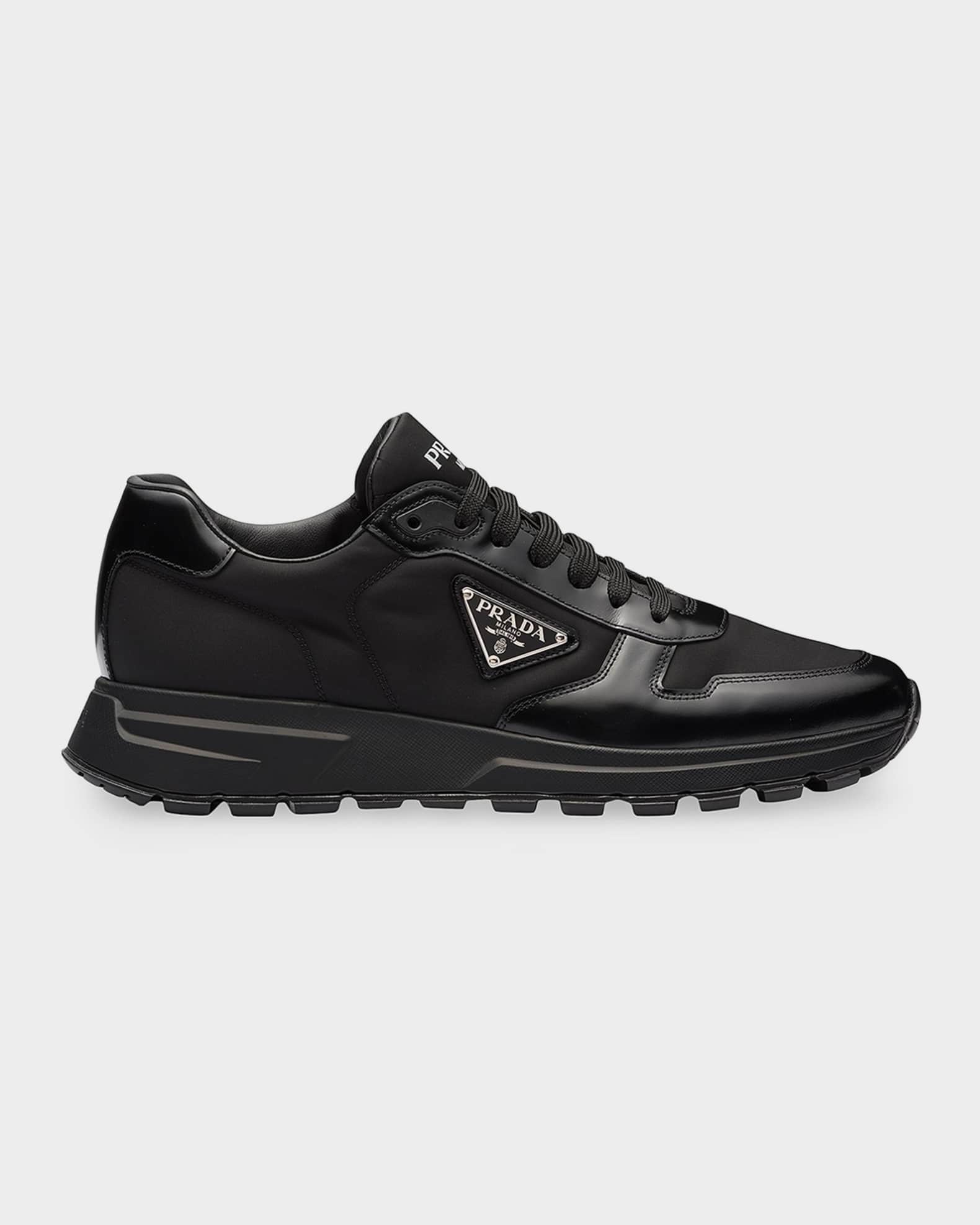Prada Men's Re-Nylon & Brushed Leather Sneakers | Neiman Marcus