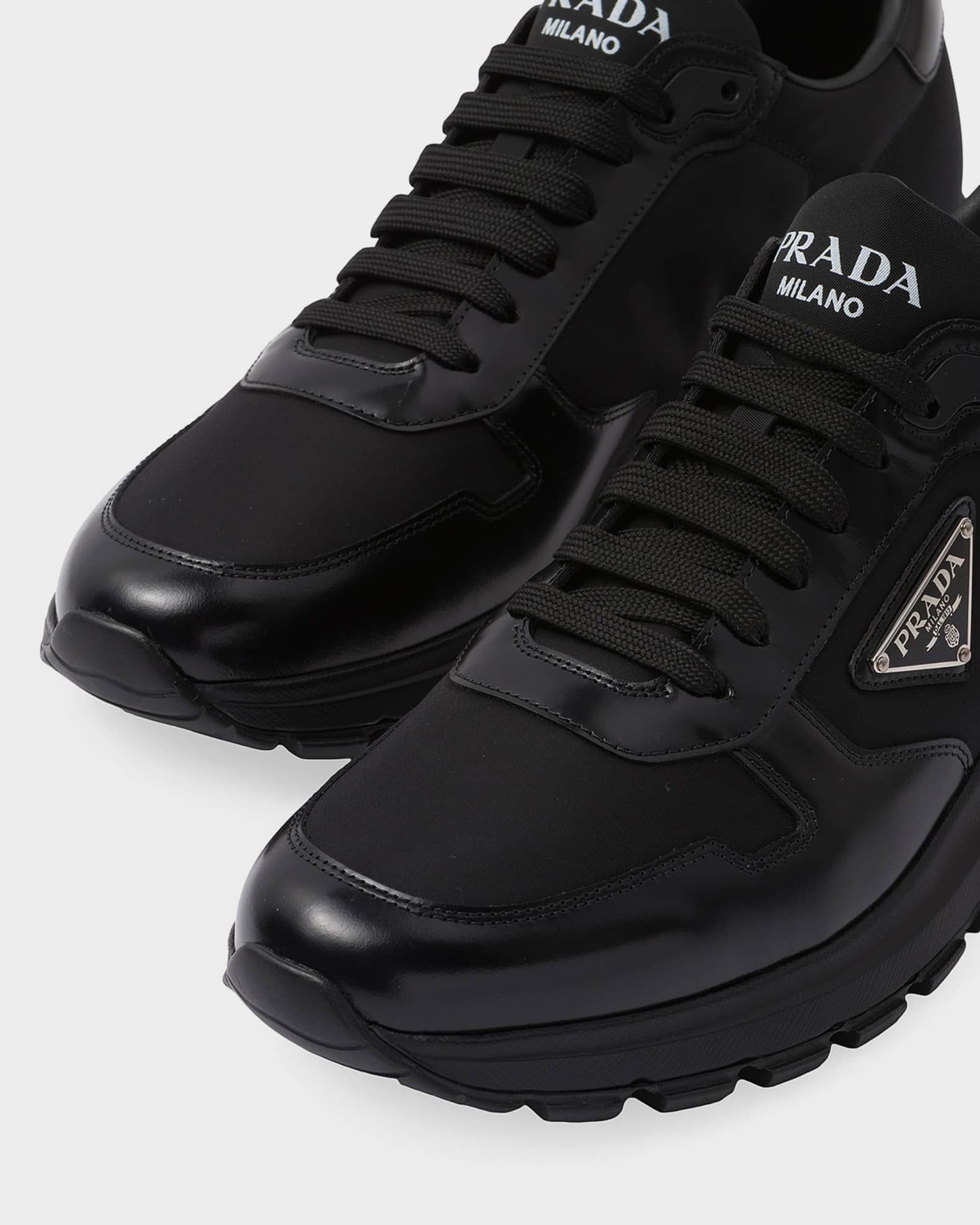 Prada Men's Re-Nylon & Brushed Leather Sneakers | Neiman Marcus