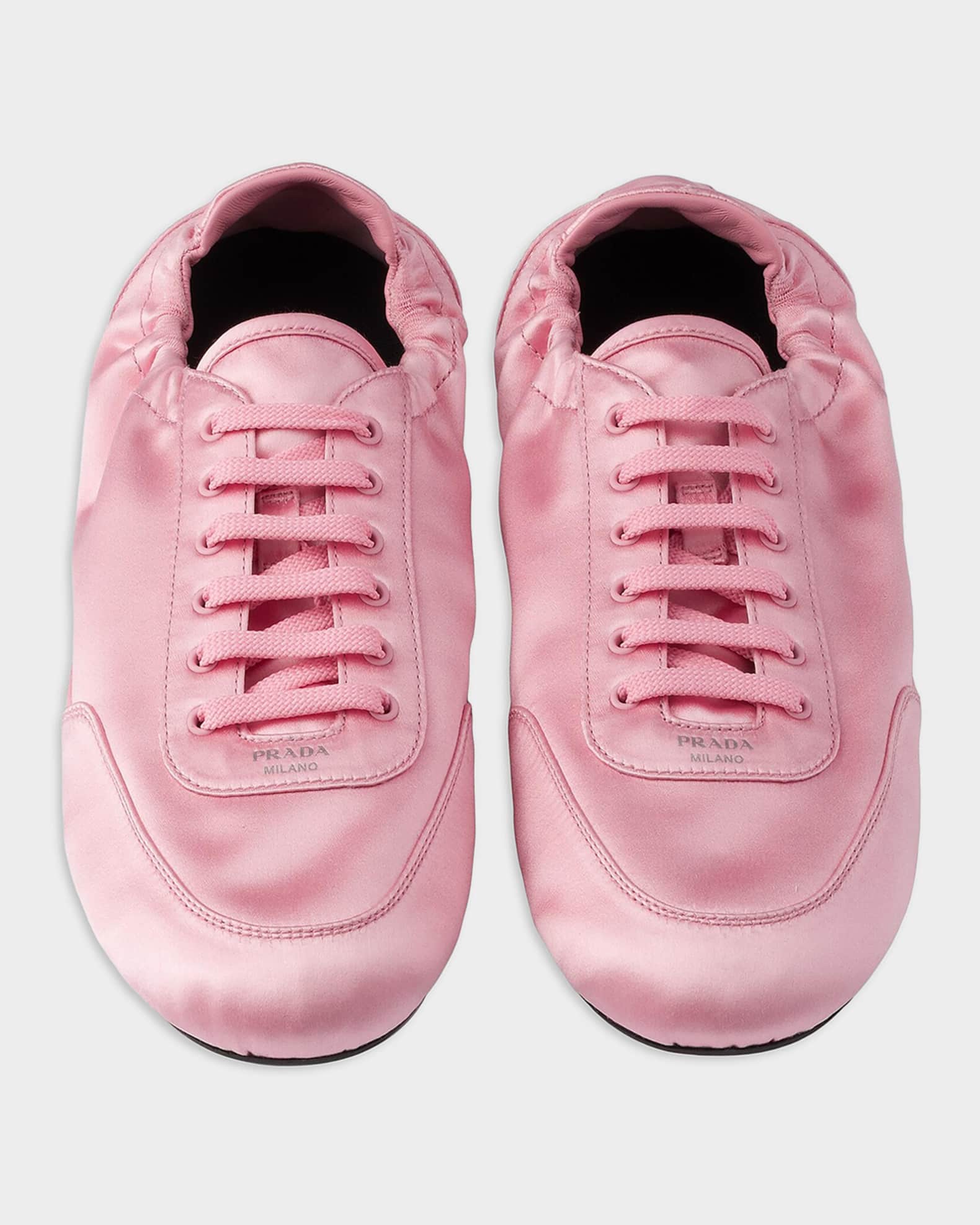 Prada Collapse Laced Satin Sneakers | Neiman Marcus