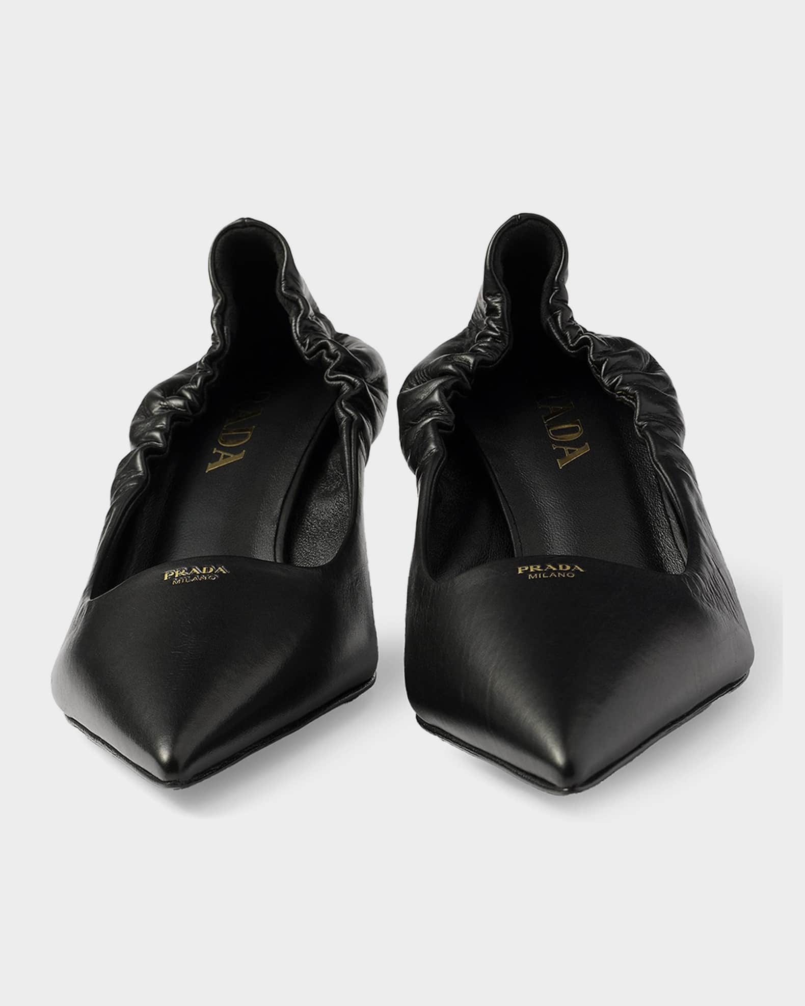 Prada Elasticized Leather Kitten-Heel Pumps | Neiman Marcus