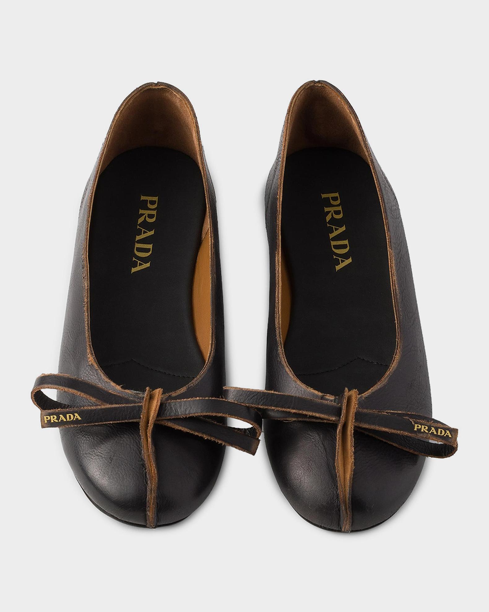 Prada Antiqued Leather Ballerina Flats | Neiman Marcus