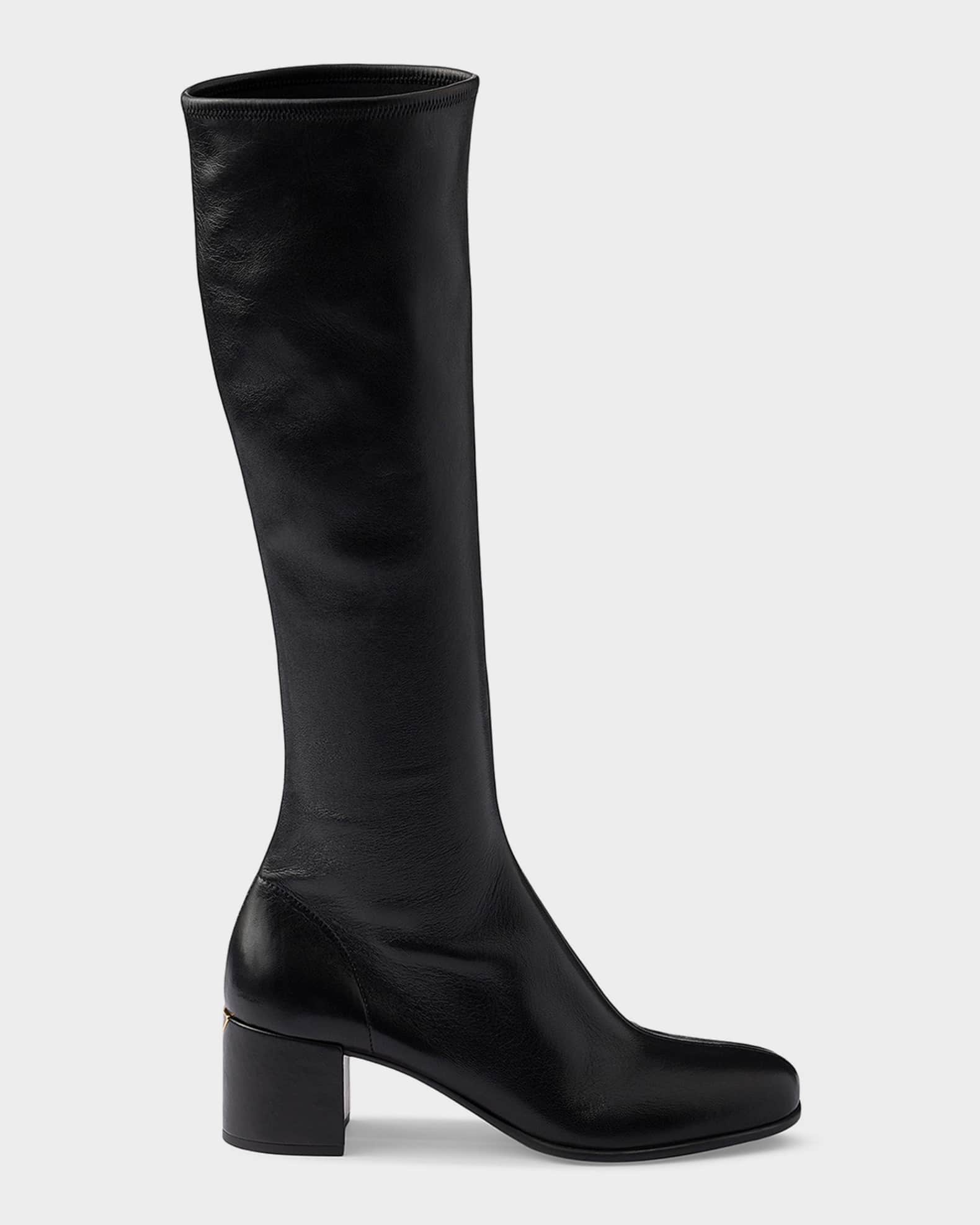 PRADA ストレッチ　ロングブーツ ヒール　ブラック　23.5 Prada Stretch Nappa Leather Boots | Neiman Marcus