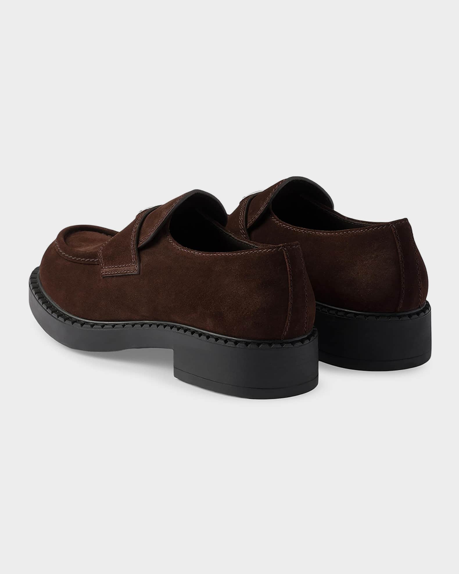 Prada Men's Chocolate Suede Loafers | Neiman Marcus