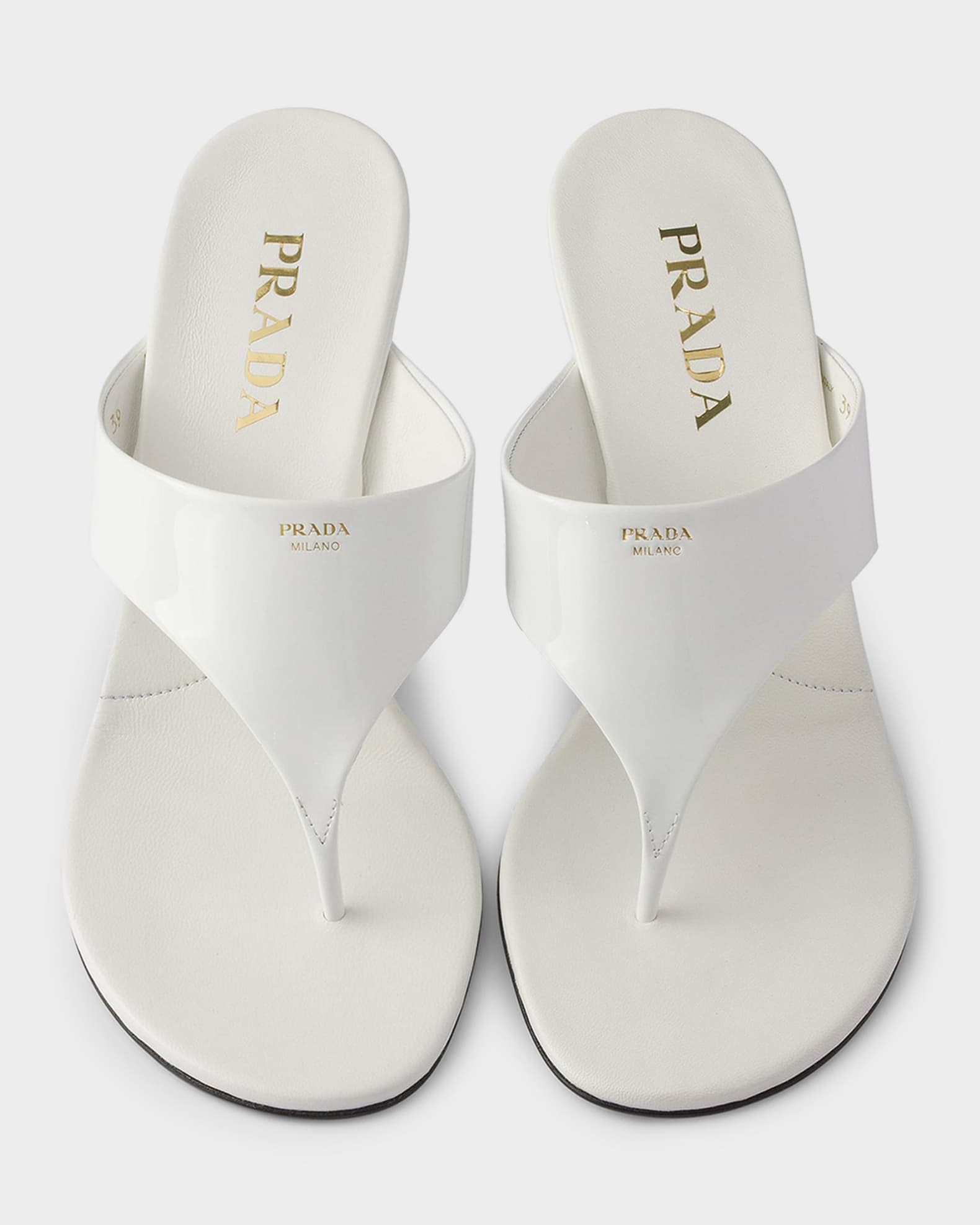 Prada Patent Leather Thong Sandals | Neiman Marcus