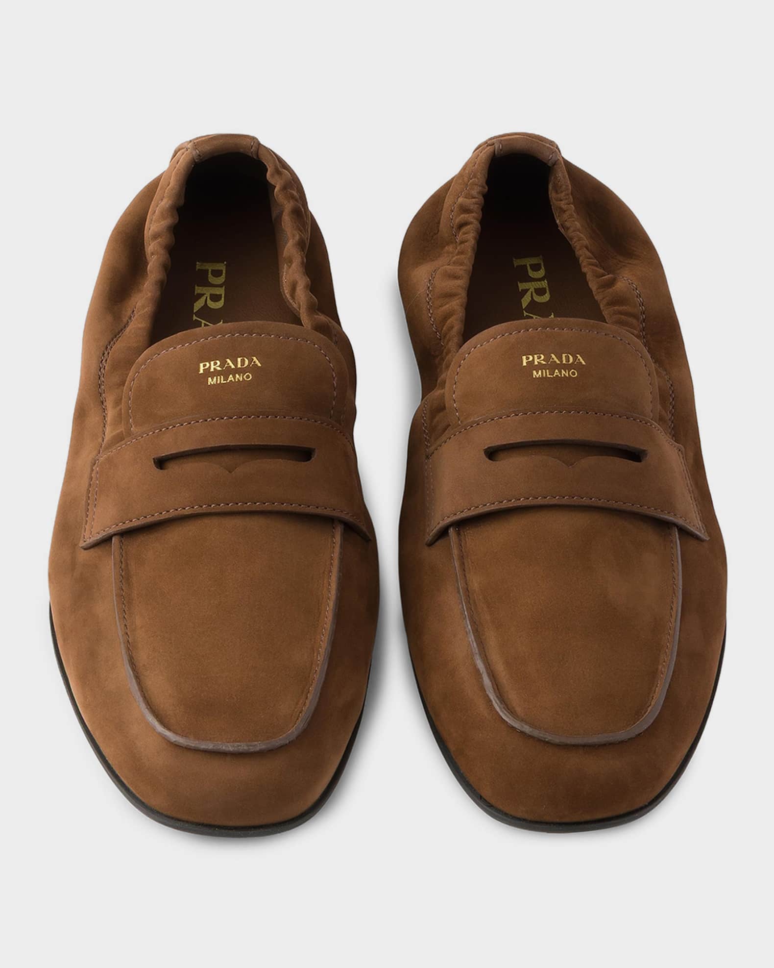 Prada Shuffle Nubuck Leather Loafers | Neiman Marcus