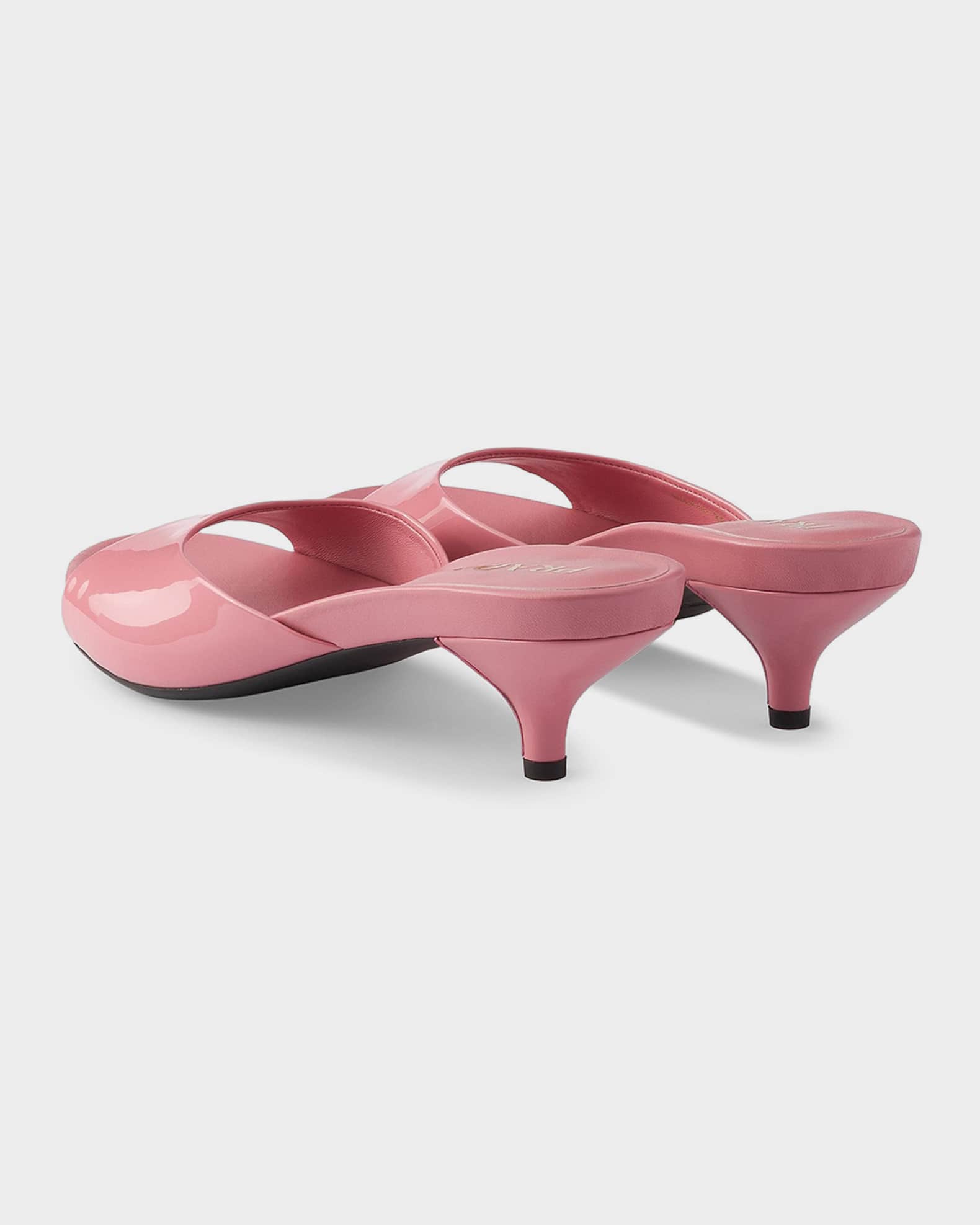 Prada Patent Leather Kitten-Heel Sandals | Neiman Marcus