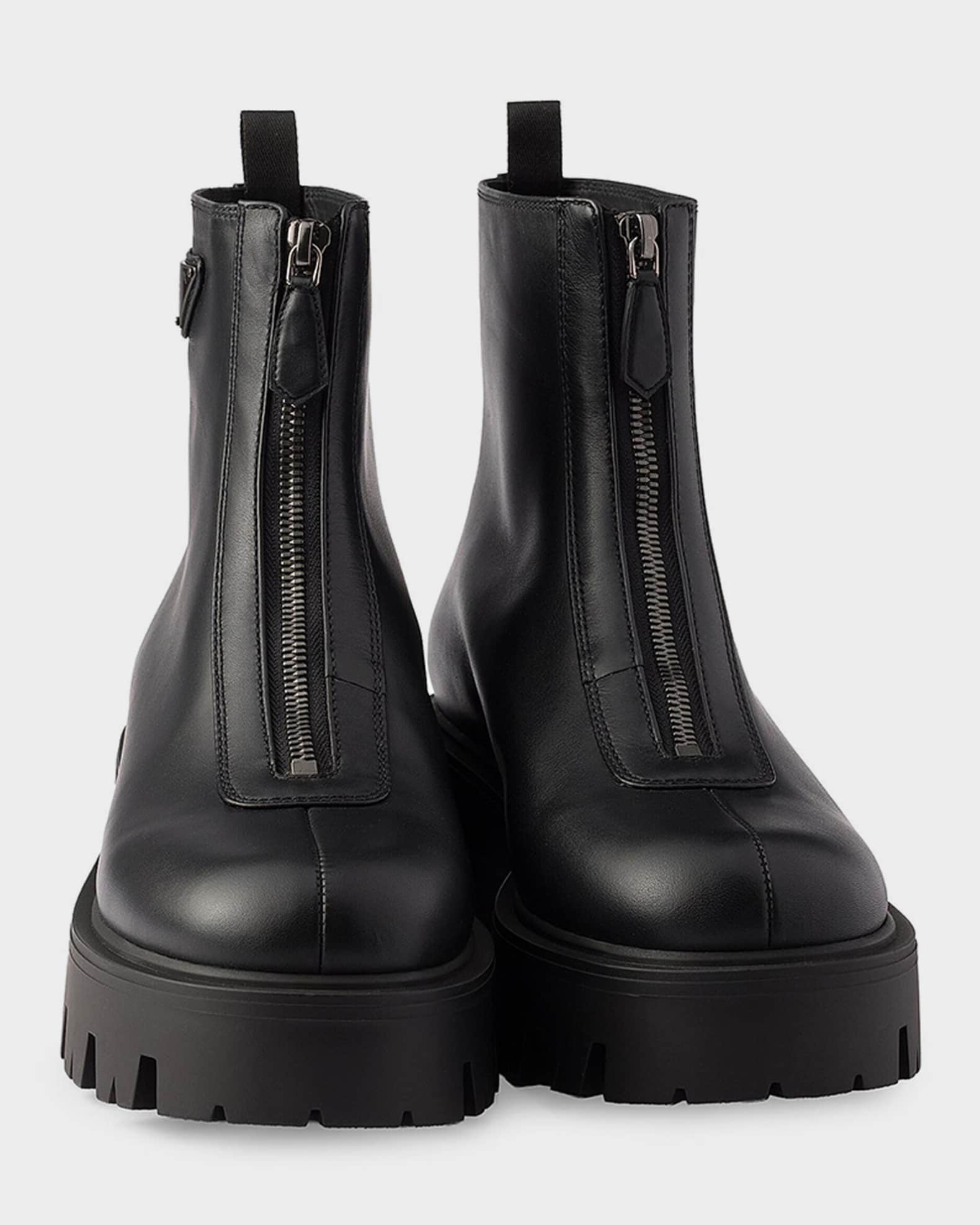 Prada Leather Front-Zip Ankle Boots | Neiman Marcus