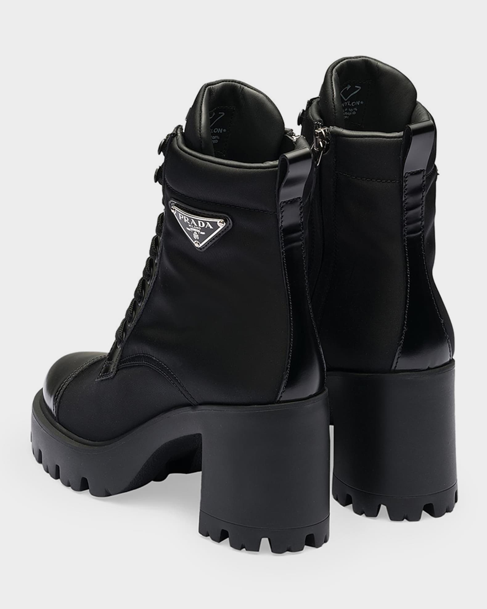 Prada Re-Nylon & Leather Ankle Boots | Neiman Marcus