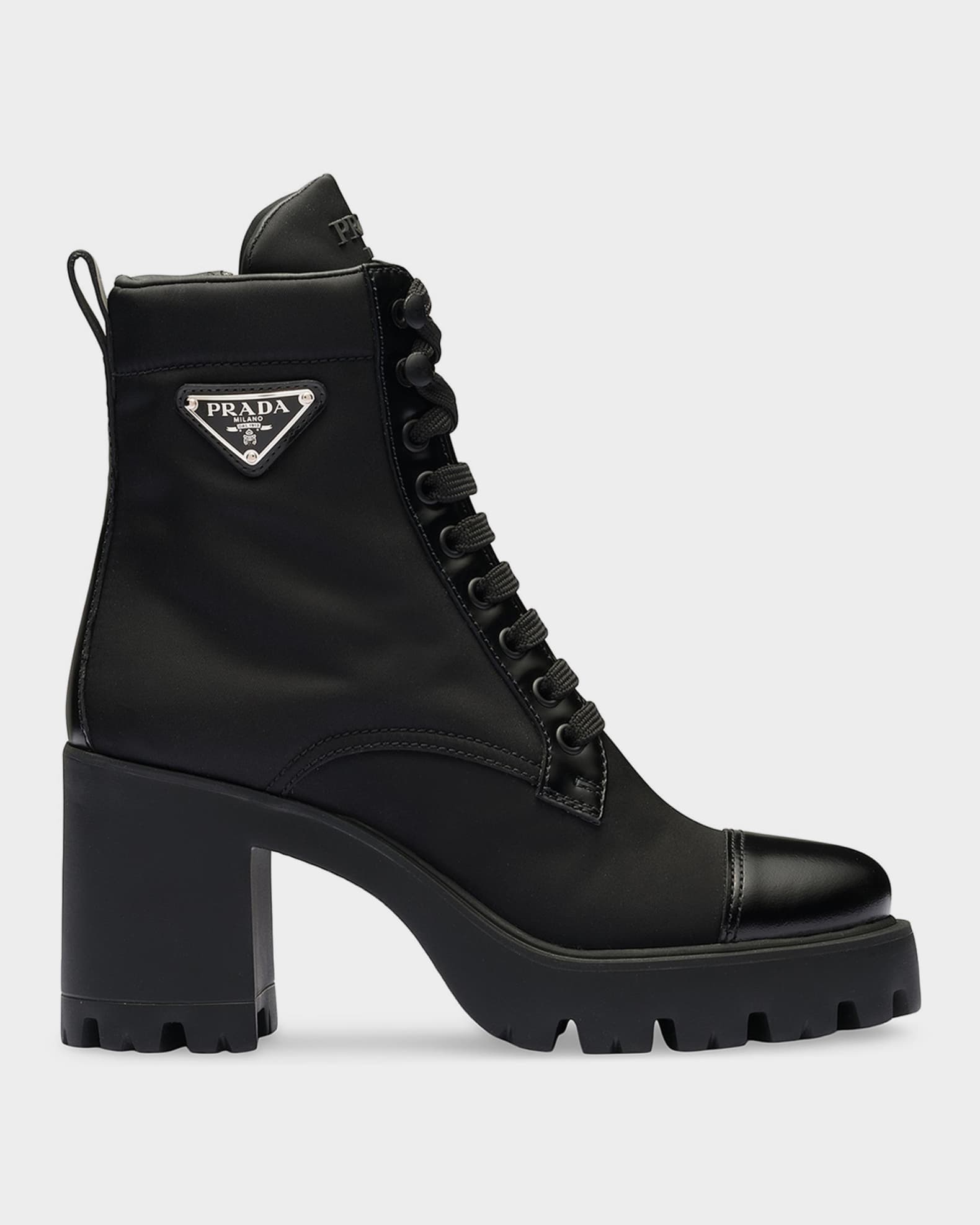 Prada Re-Nylon & Leather Ankle Boots | Neiman Marcus