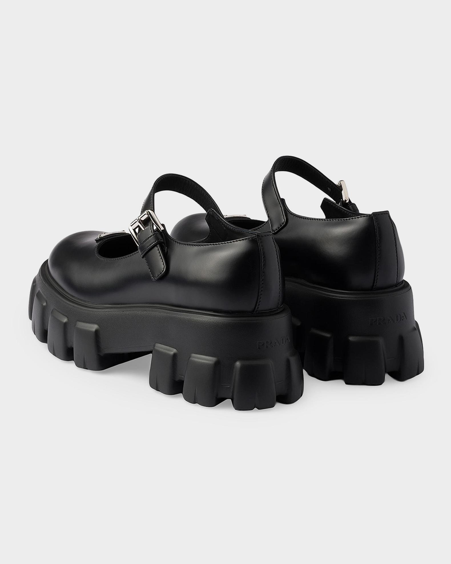 Prada Monolith Brushed Leather Platform Mary Janes | Neiman Marcus