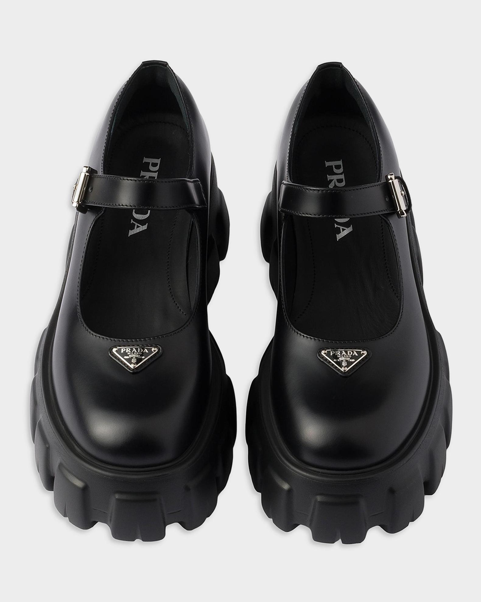 Prada Monolith Brushed Leather Platform Mary Janes | Neiman Marcus