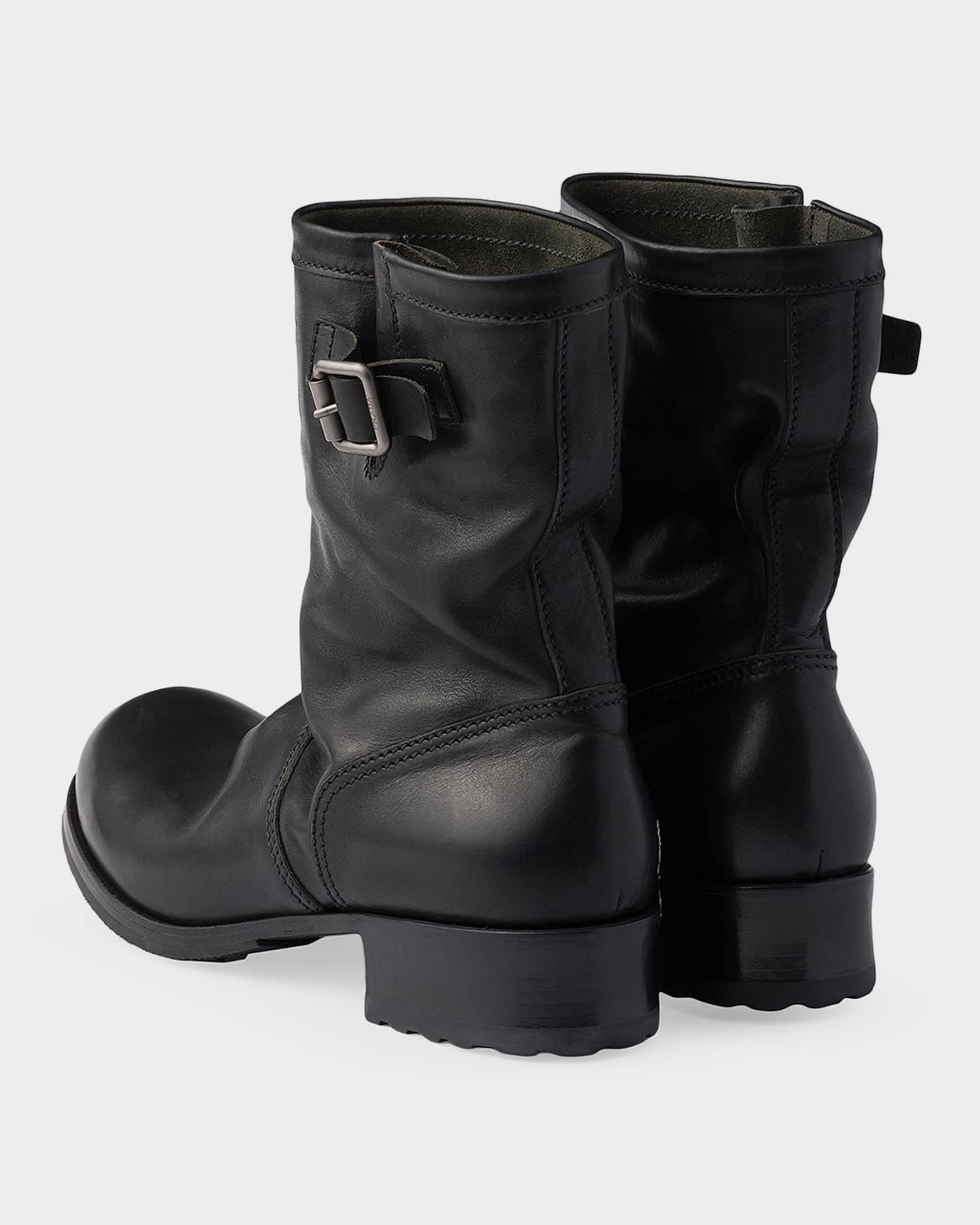 Prada Men's Leather Mid-Calf Boots | Neiman Marcus