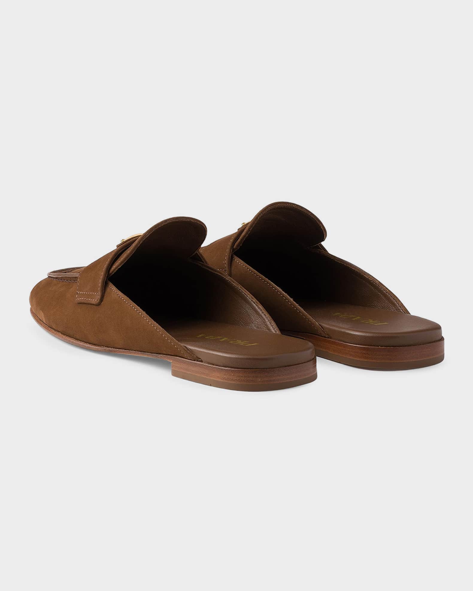 Prada Nubuck Leather Sabot Mules | Neiman Marcus
