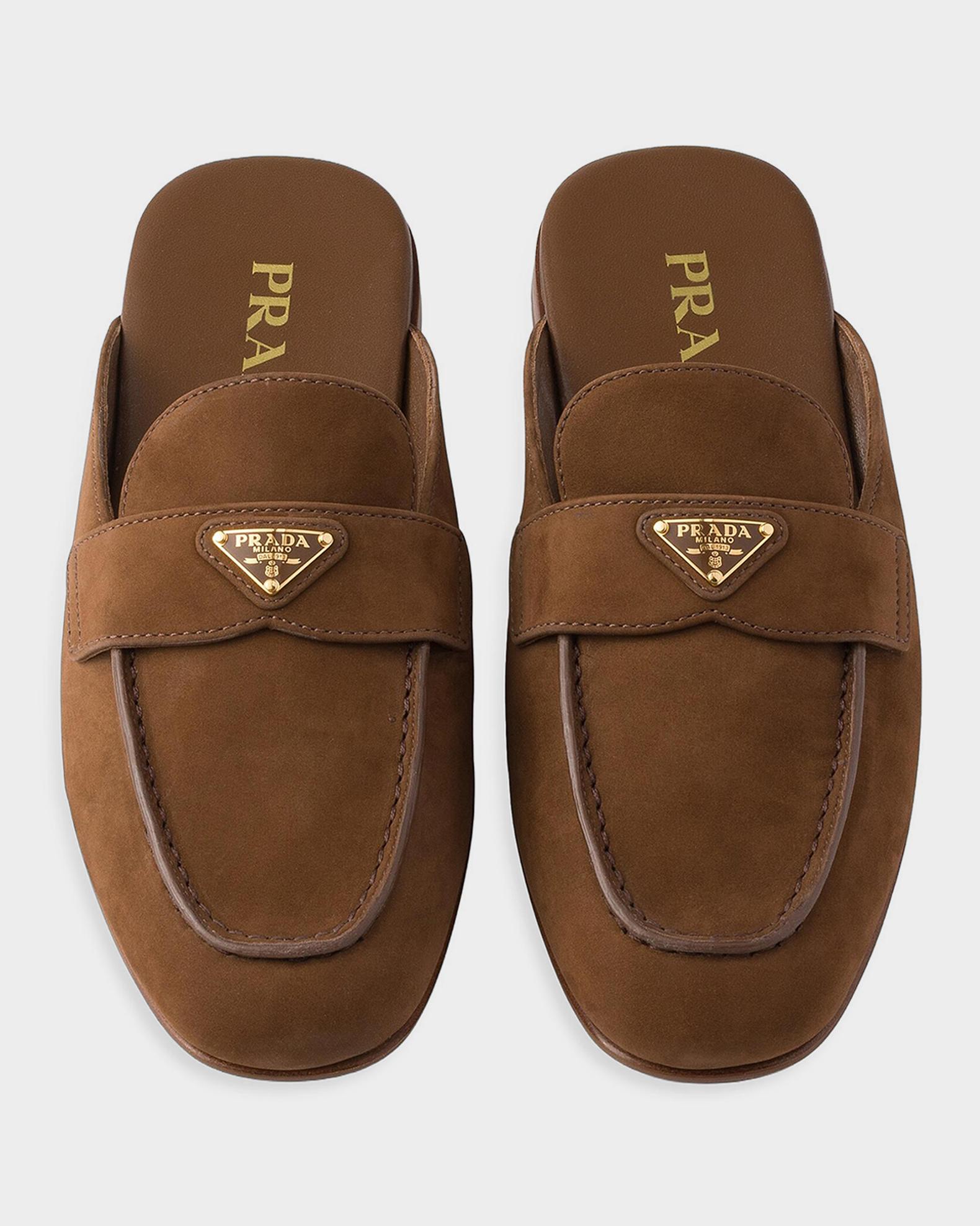 Prada Nubuck Leather Sabot Mules | Neiman Marcus