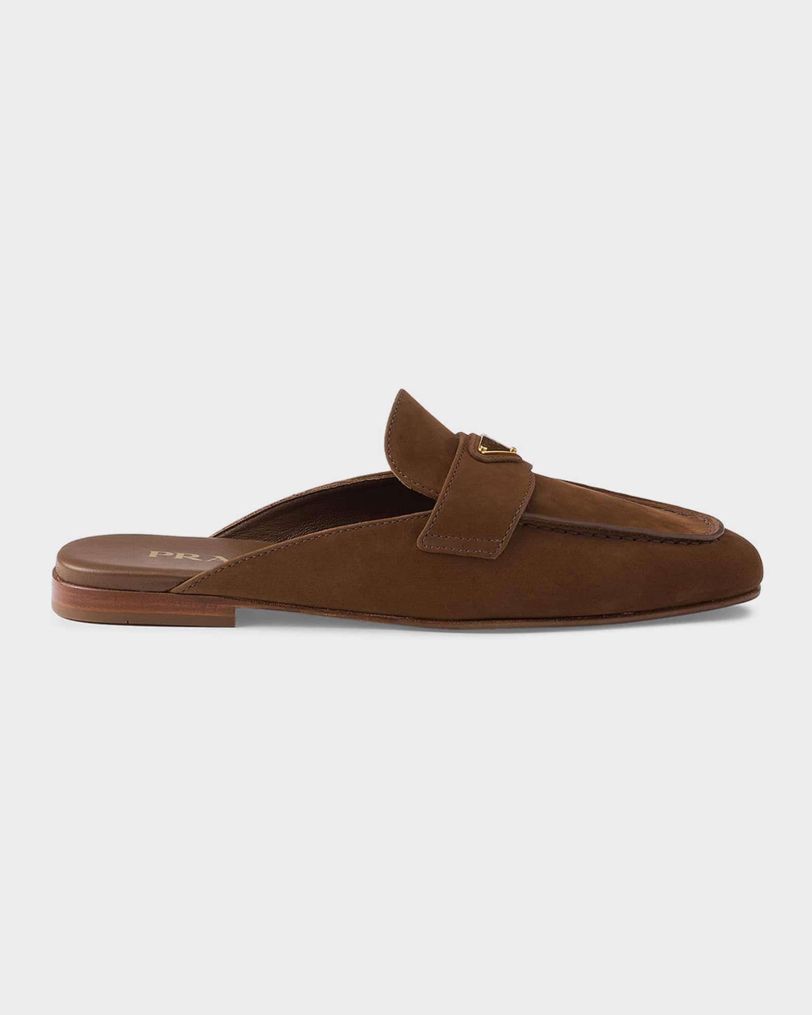 Prada Nubuck Leather Sabot Mules | Neiman Marcus