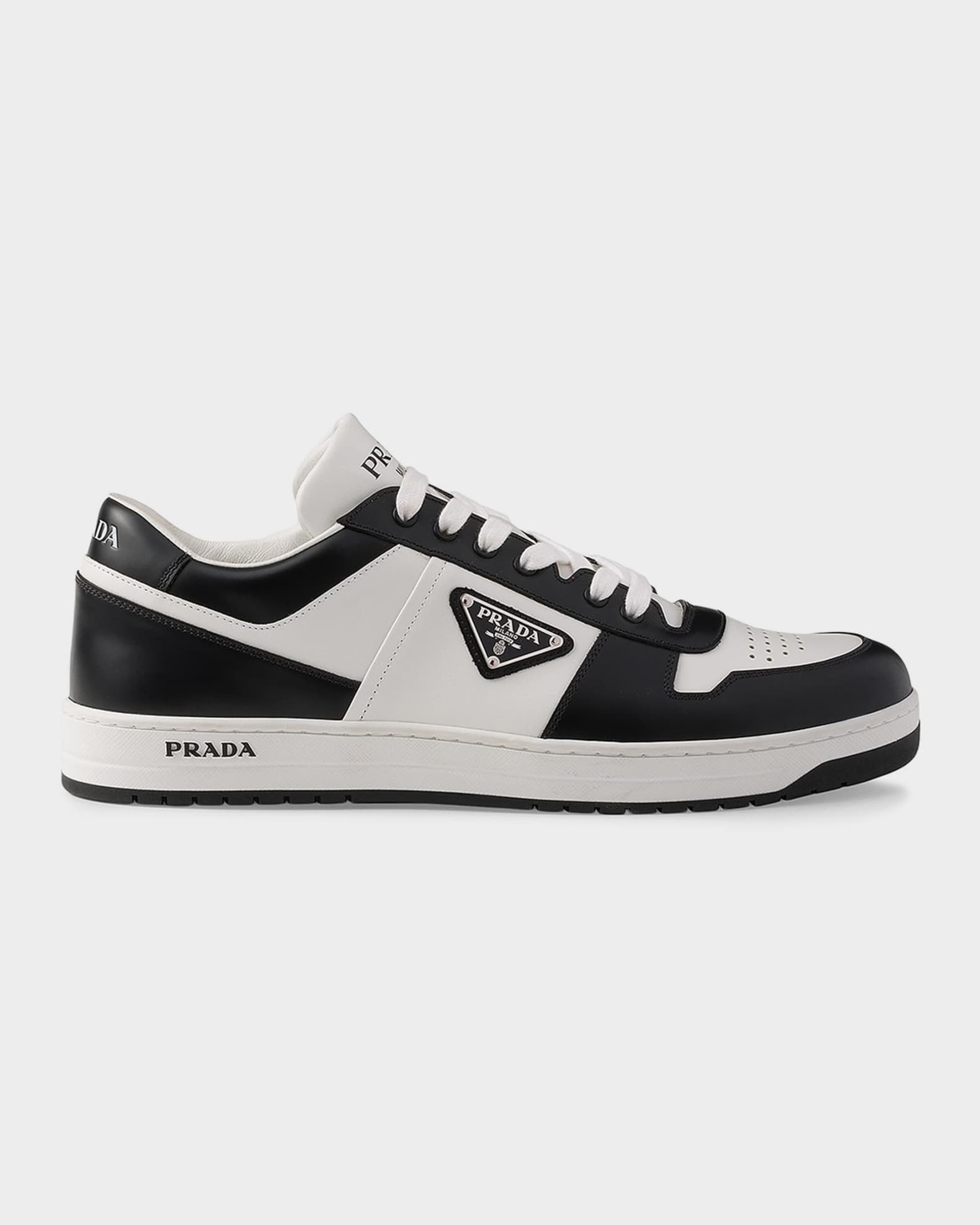 Prada Men's Downtown Leather Low-Top Sneakers | Neiman Marcus