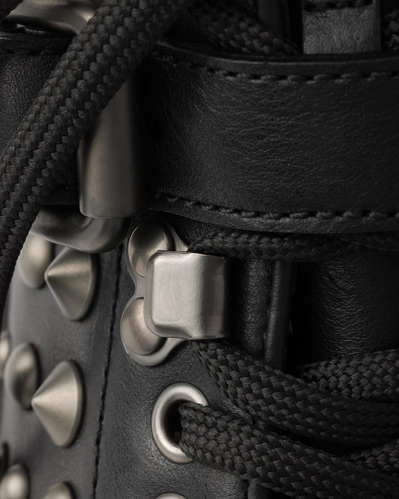 PRADA Size 12 Black Studded Leather Ankle Boots Prada Vitello Rodeo Studded Ankle Boots 37 Black 1713333  main image 2