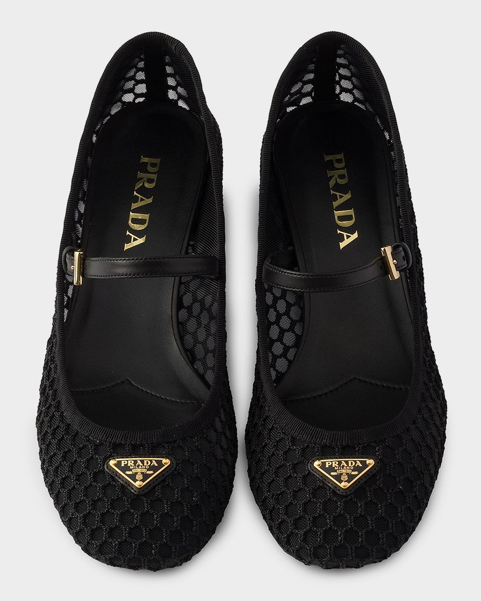 Prada Mesh Fabric Ballerina Heels | Neiman Marcus