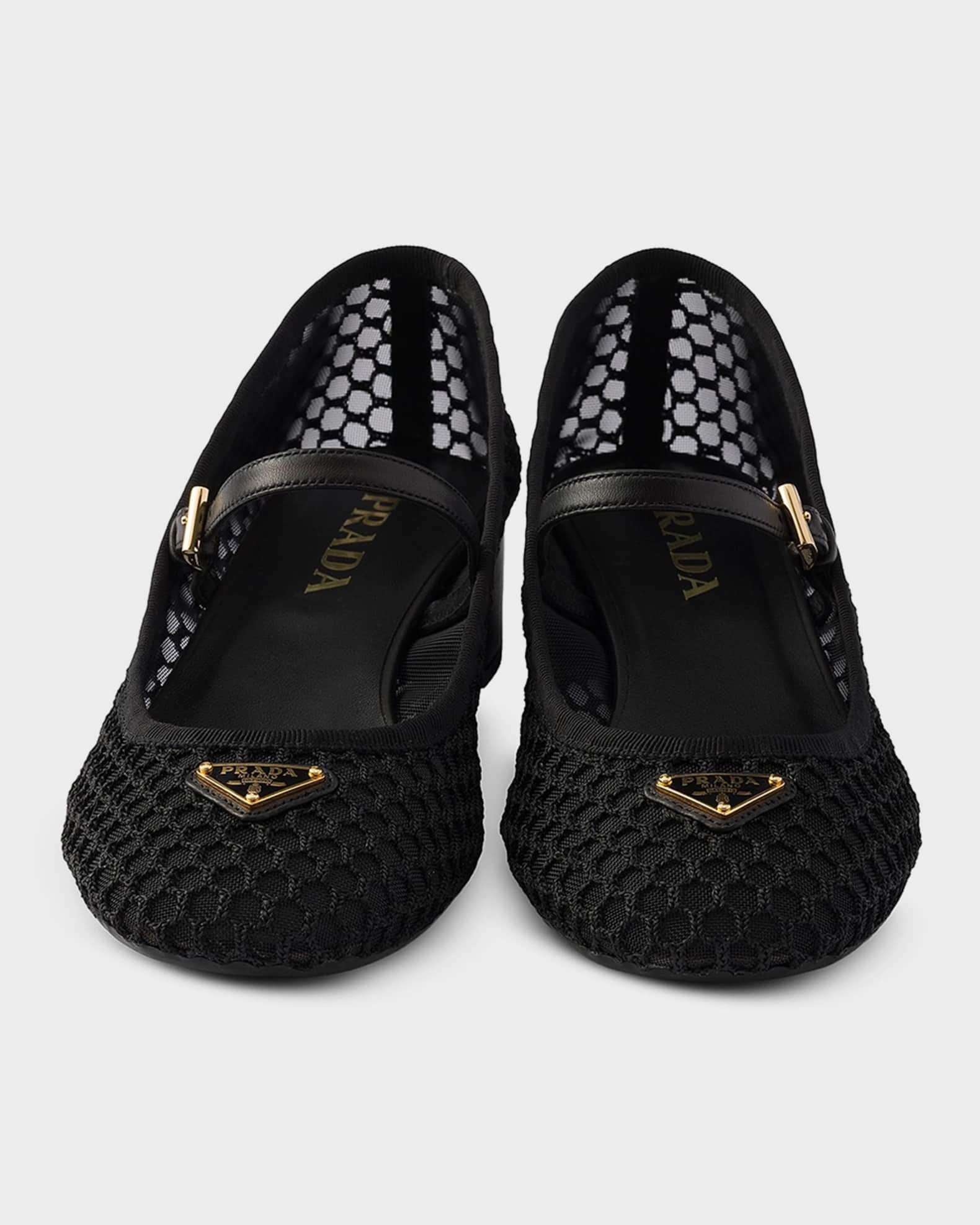 Prada Mesh Fabric Ballerina Heels | Neiman Marcus