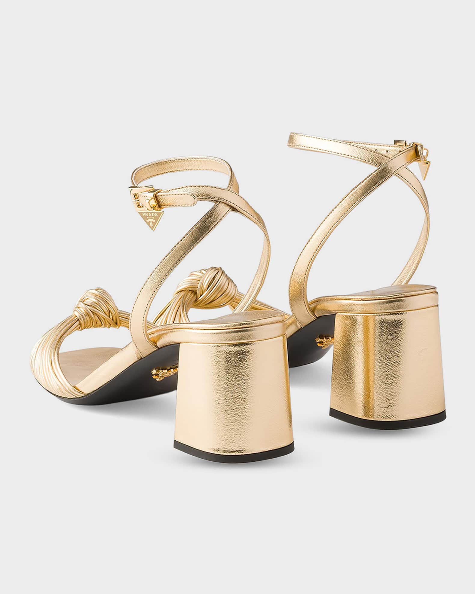 Prada Mordore Nappa Leather Block-Heel Sandals | Neiman Marcus