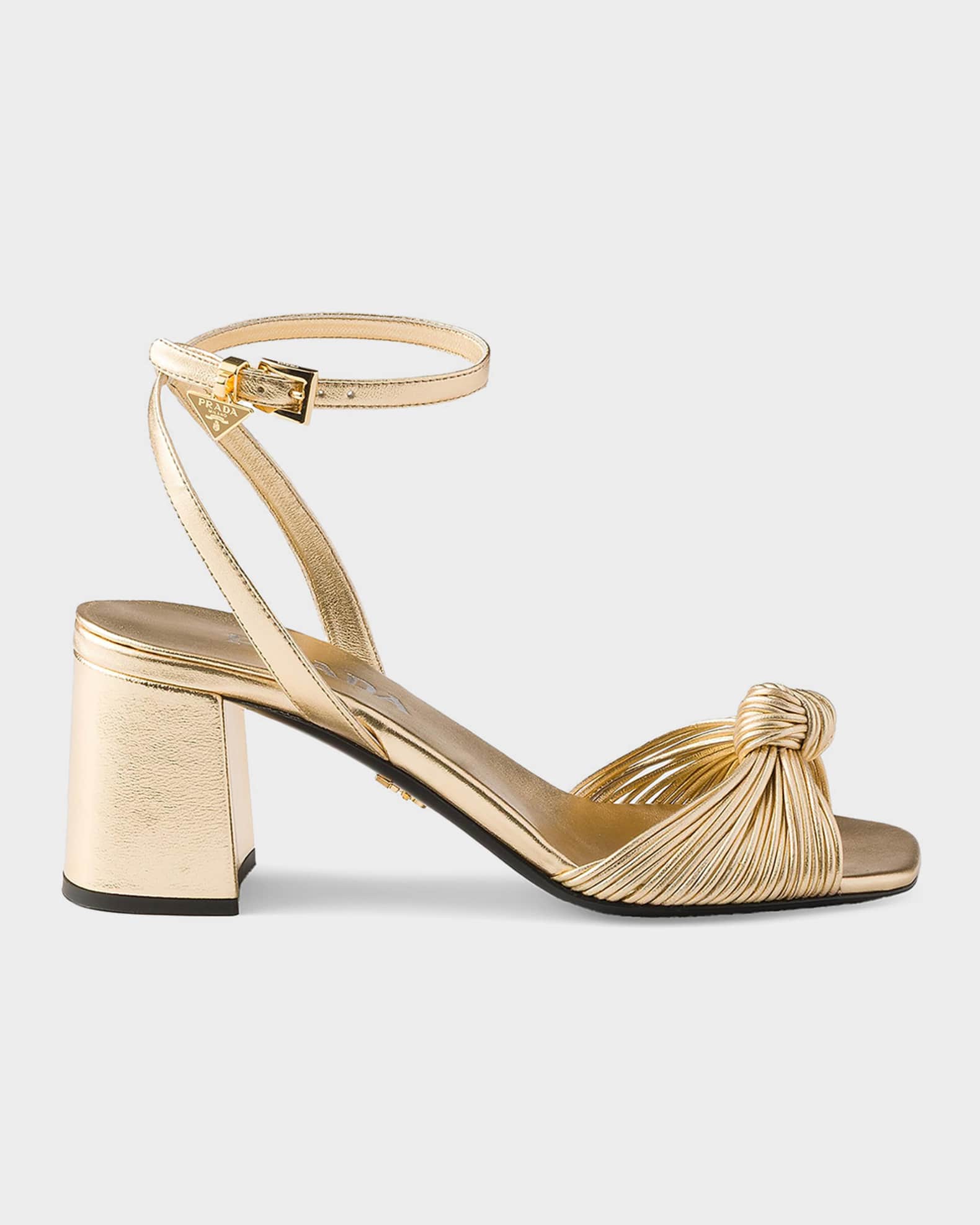 Prada Mordore Nappa Leather Block-Heel Sandals | Neiman Marcus