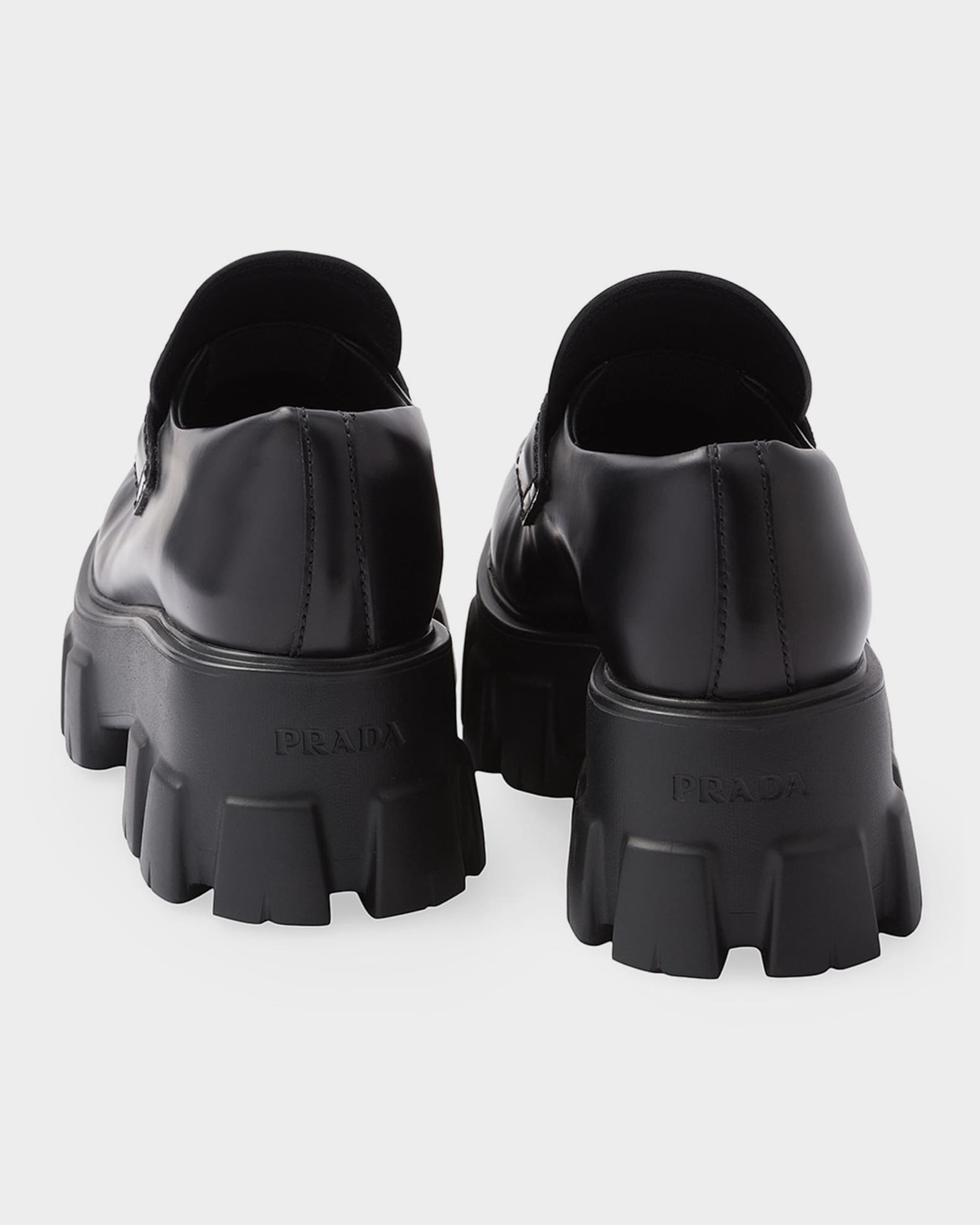 Prada Brushed Leather Monolith Loafers | Neiman Marcus