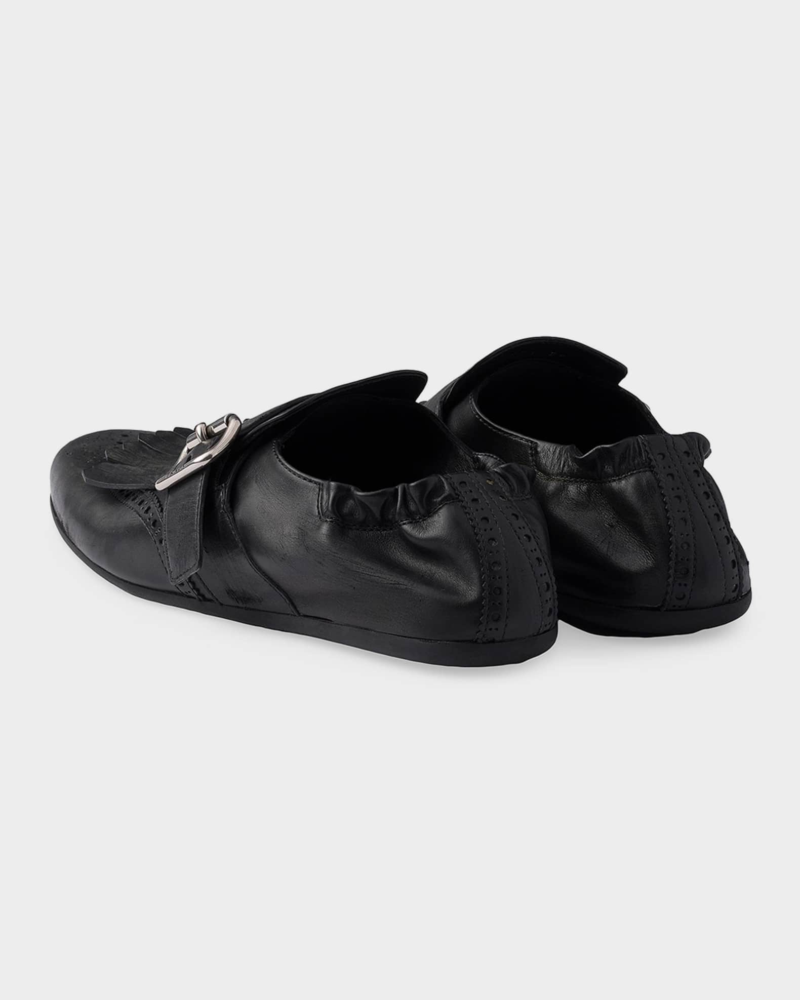 Prada Shuffle Fringed Monk Strap Shoes | Neiman Marcus