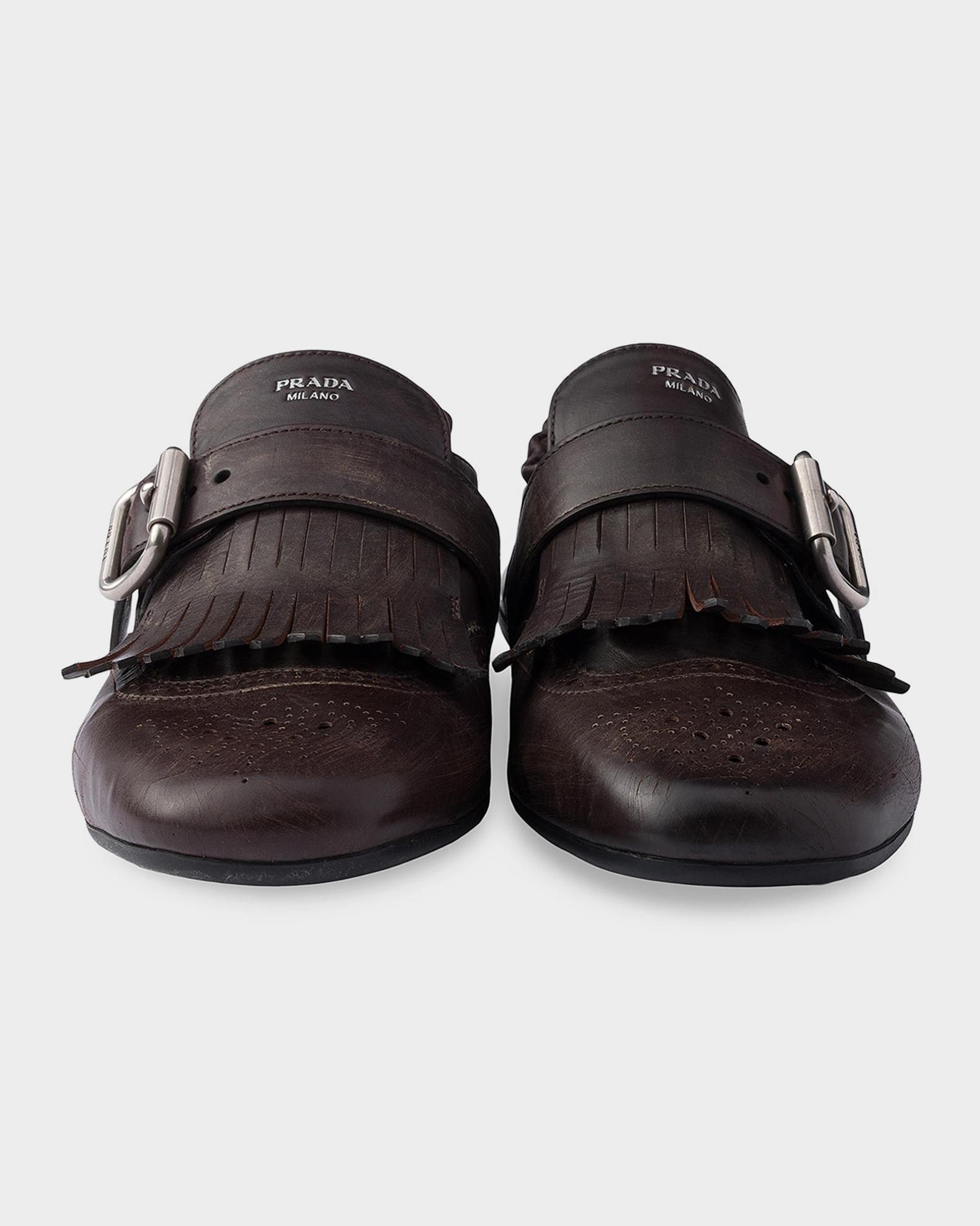 Prada Shuffle Fringed Monk Strap Shoes | Neiman Marcus