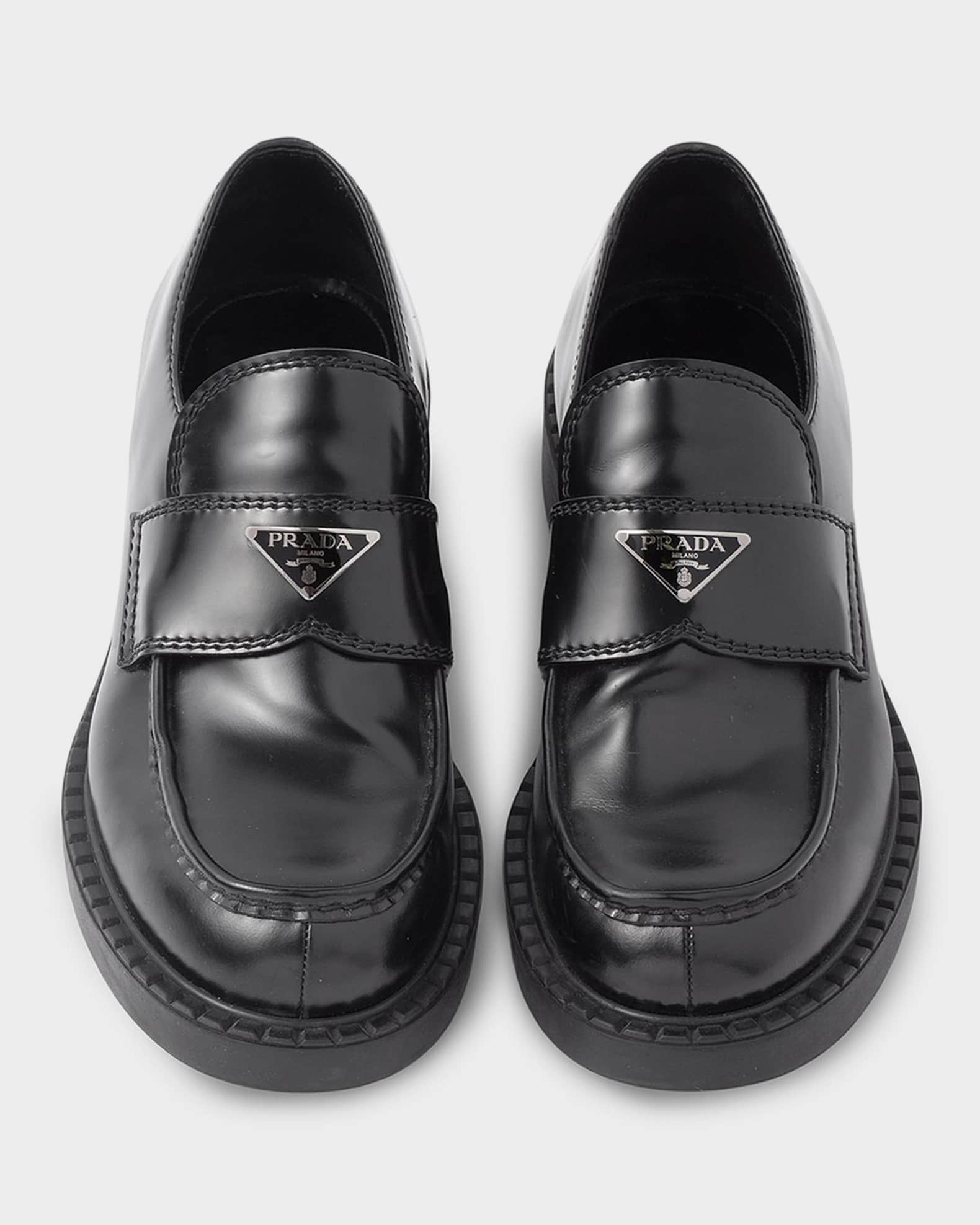 Prada Men's Brushed Leather Loafers | Neiman Marcus