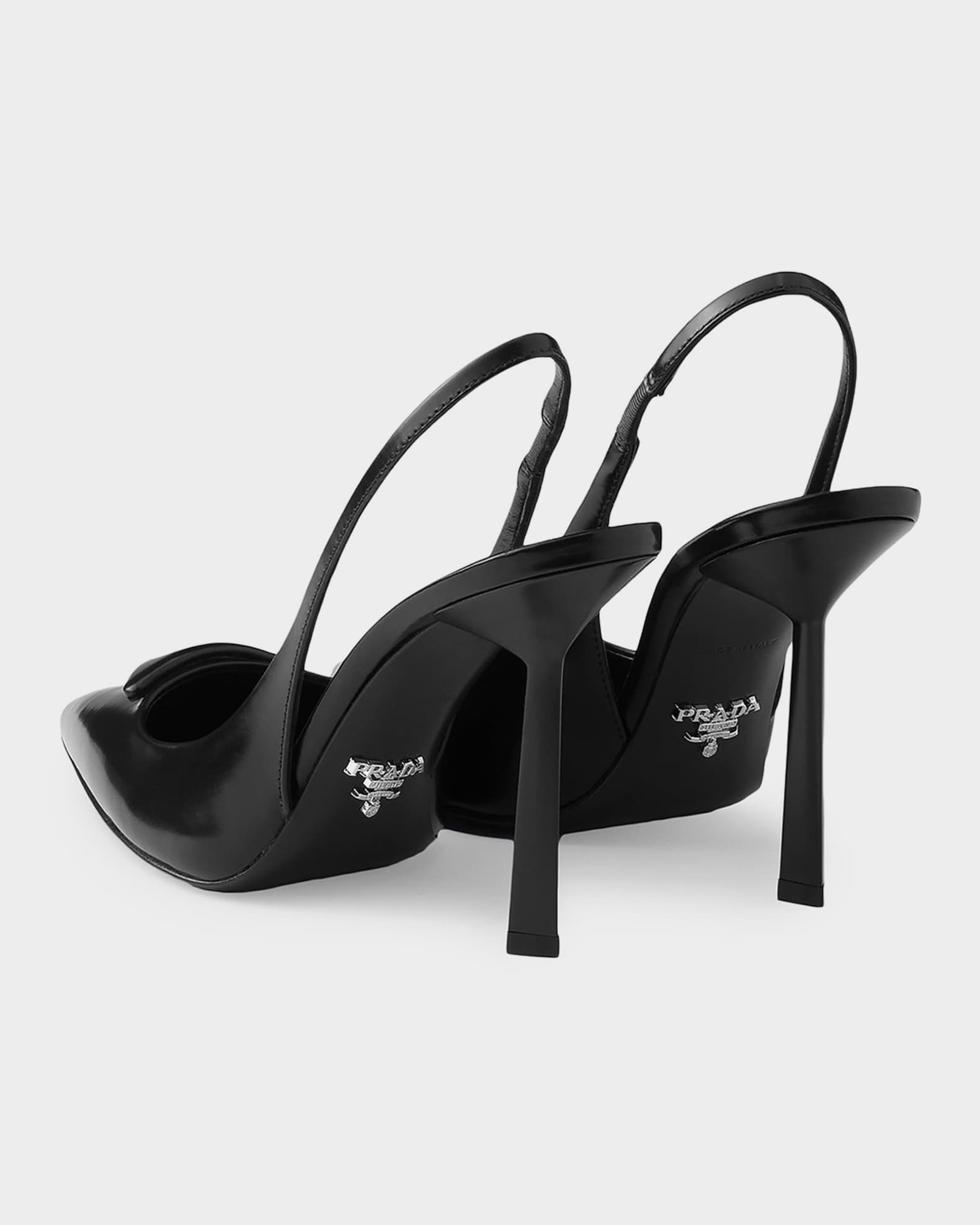 Prada 100mm Brushed Leather Slingback Pumps | Neiman Marcus