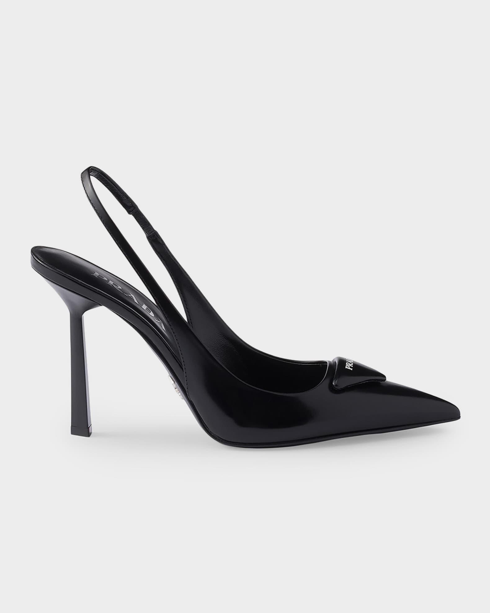 Prada 100mm Brushed Leather Slingback Pumps | Neiman Marcus