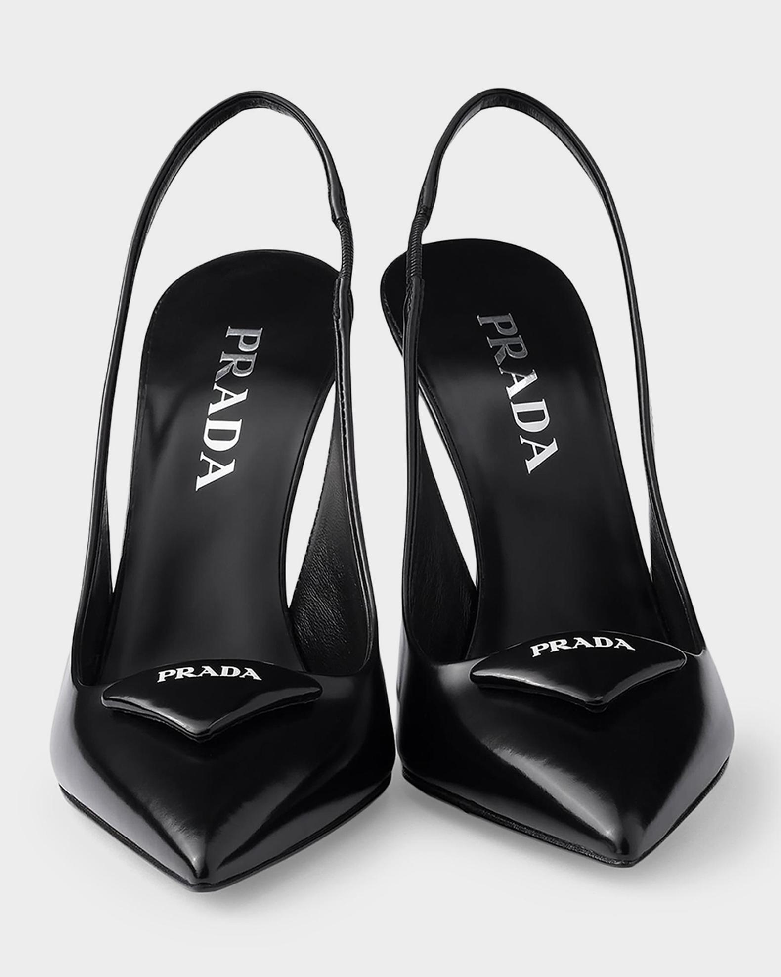 Prada 100mm Brushed Leather Slingback Pumps | Neiman Marcus