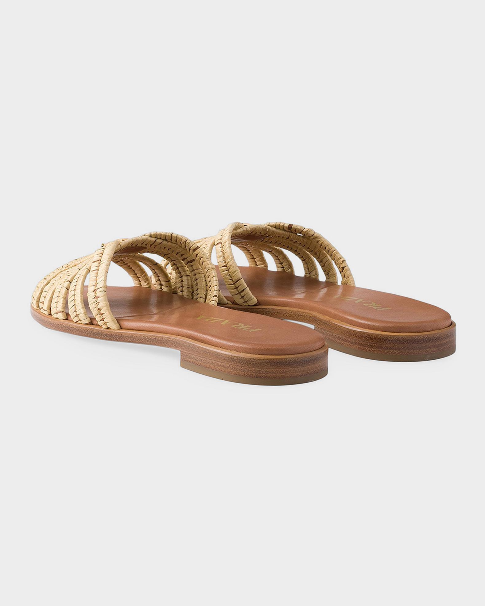 Prada Crochet Raffia Slides | Neiman Marcus