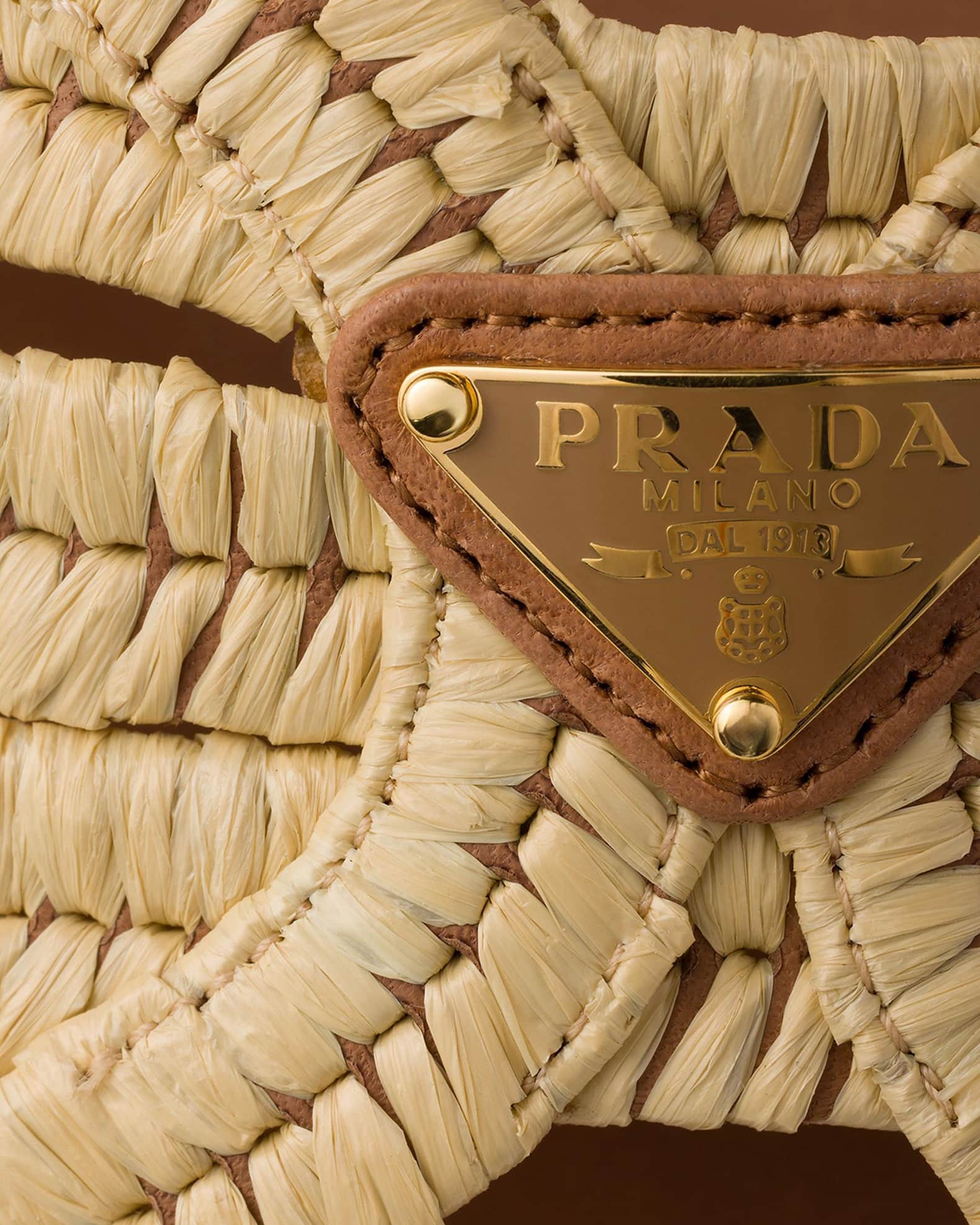 Prada Crochet Raffia Slides | Neiman Marcus