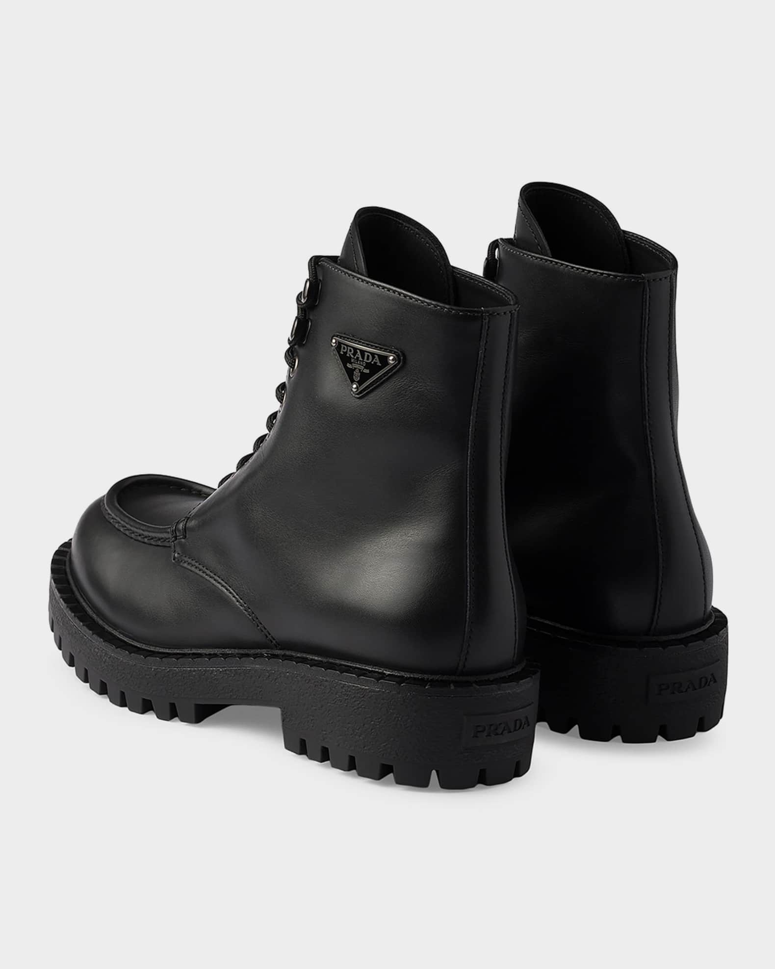 プラダ ソックスブーツ Prada Men's Laced Leather Ankle Boots | Neiman Marcus