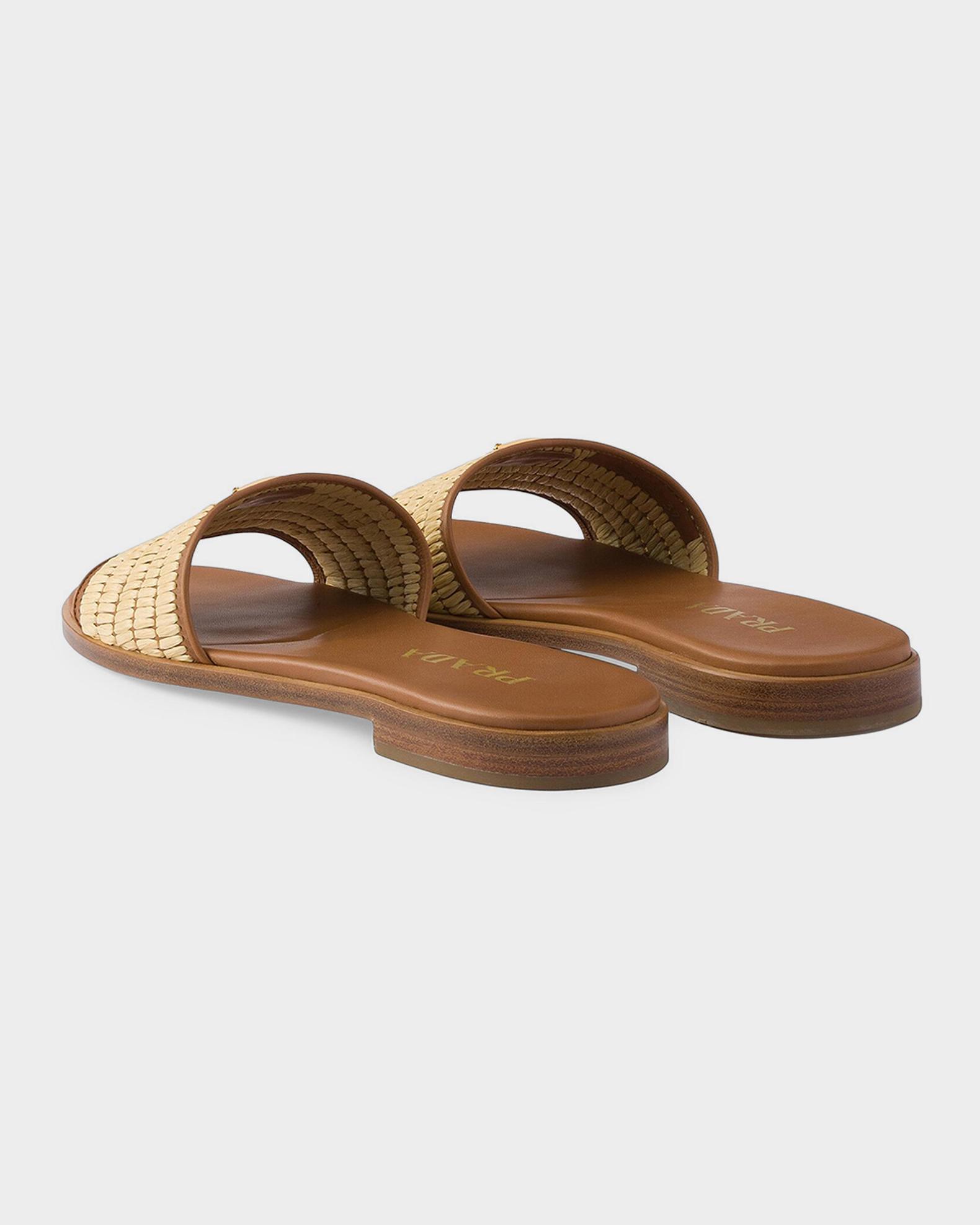 Prada Leather & Crochet Raffia Slides | Neiman Marcus