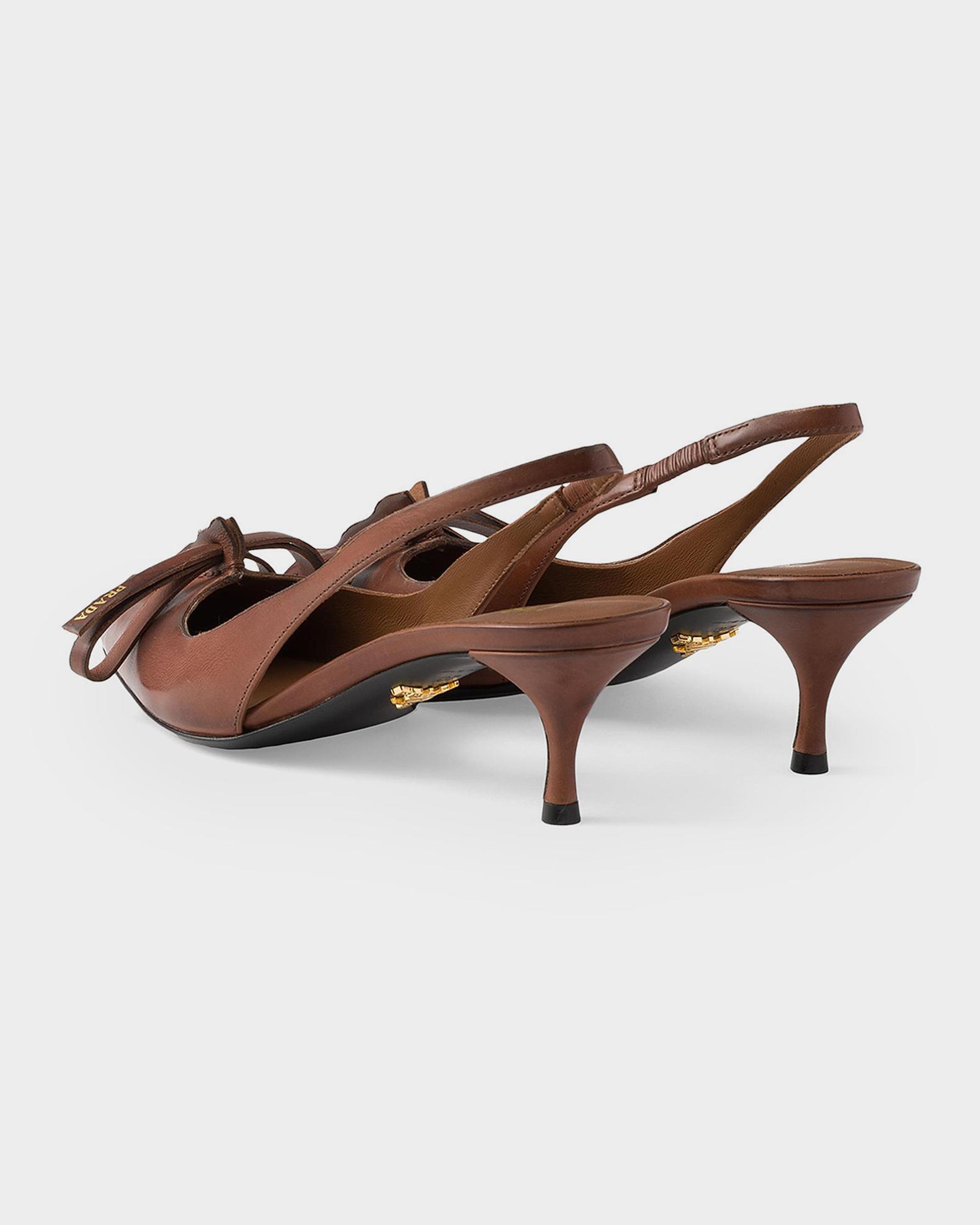 Prada 55mm Leather Slingback Pumps with Raw Edge | Neiman Marcus
