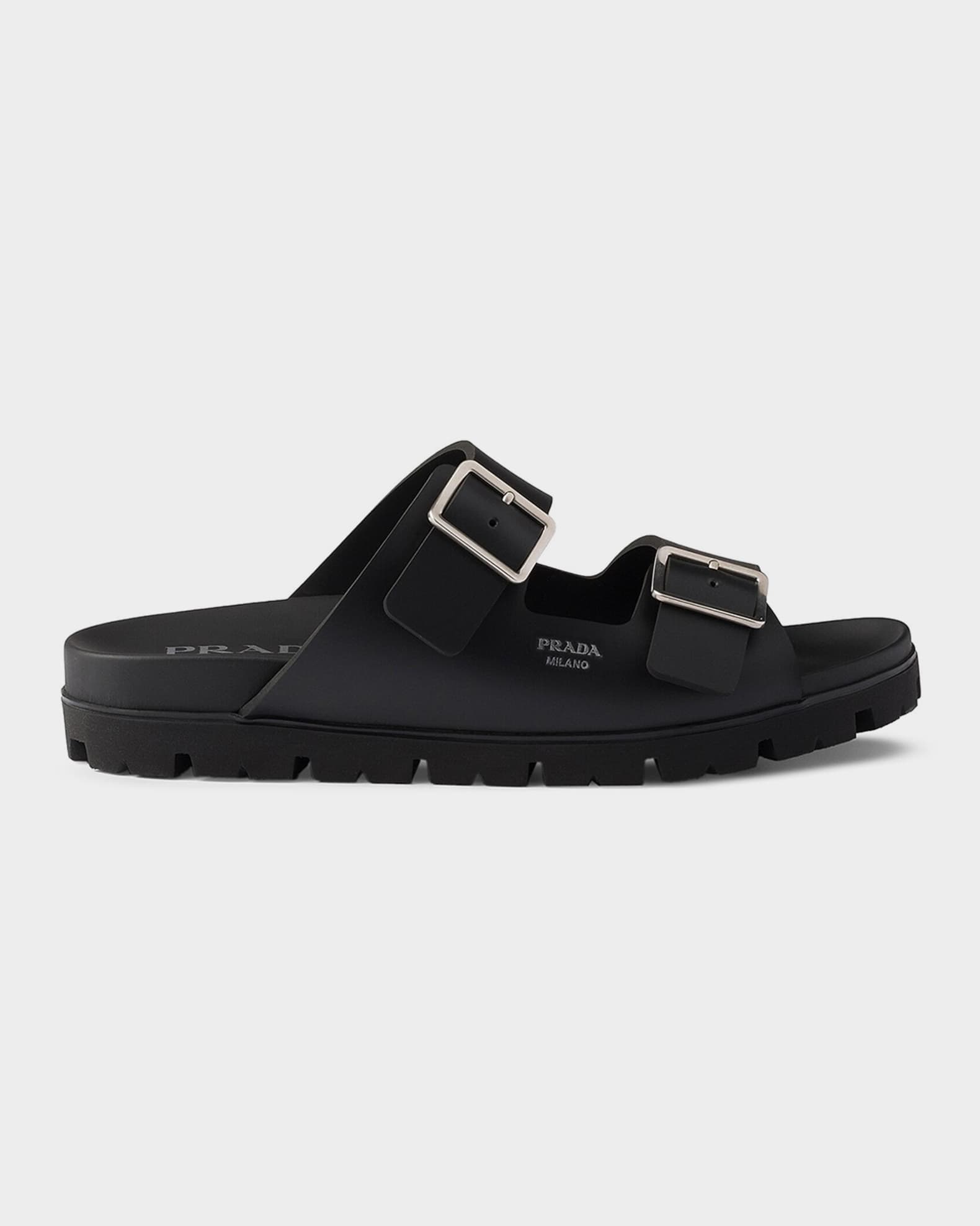 Prada Men's Crisscross Rubber Slide Sandals | Neiman Marcus