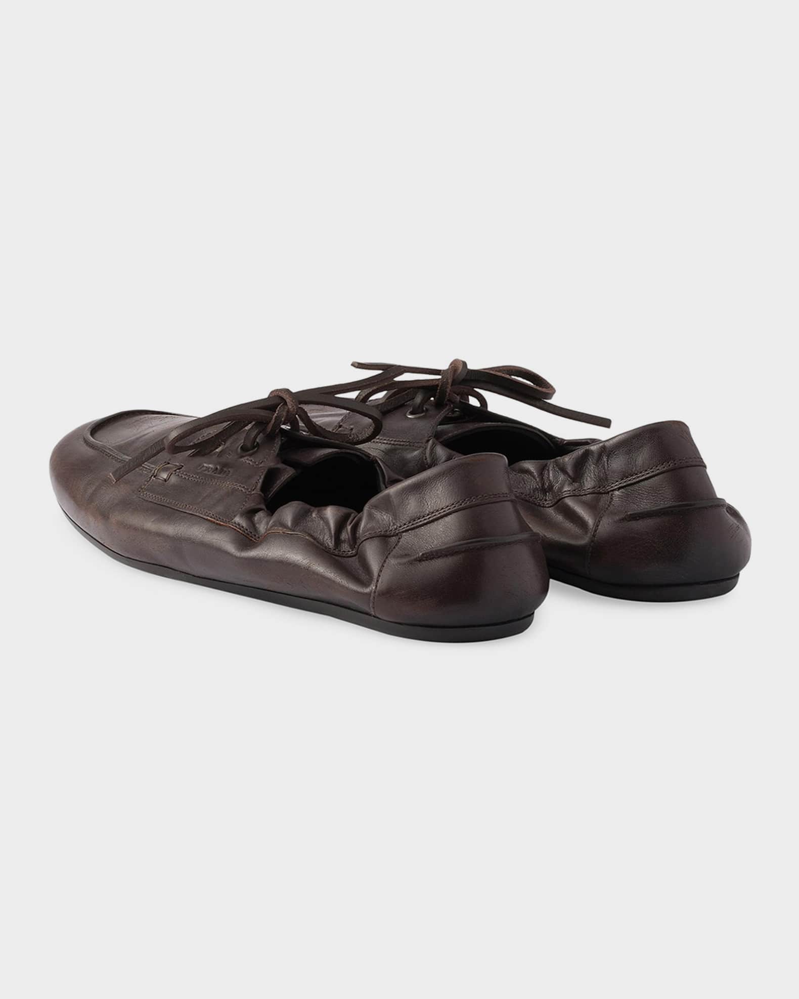 Prada Men's Shuffle Antiqued Leather Laced Shoes | Neiman Marcus