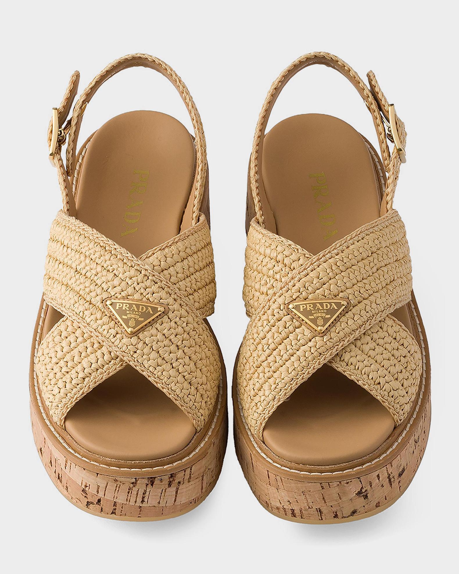 Prada Crochet Platform Sandals | Neiman Marcus