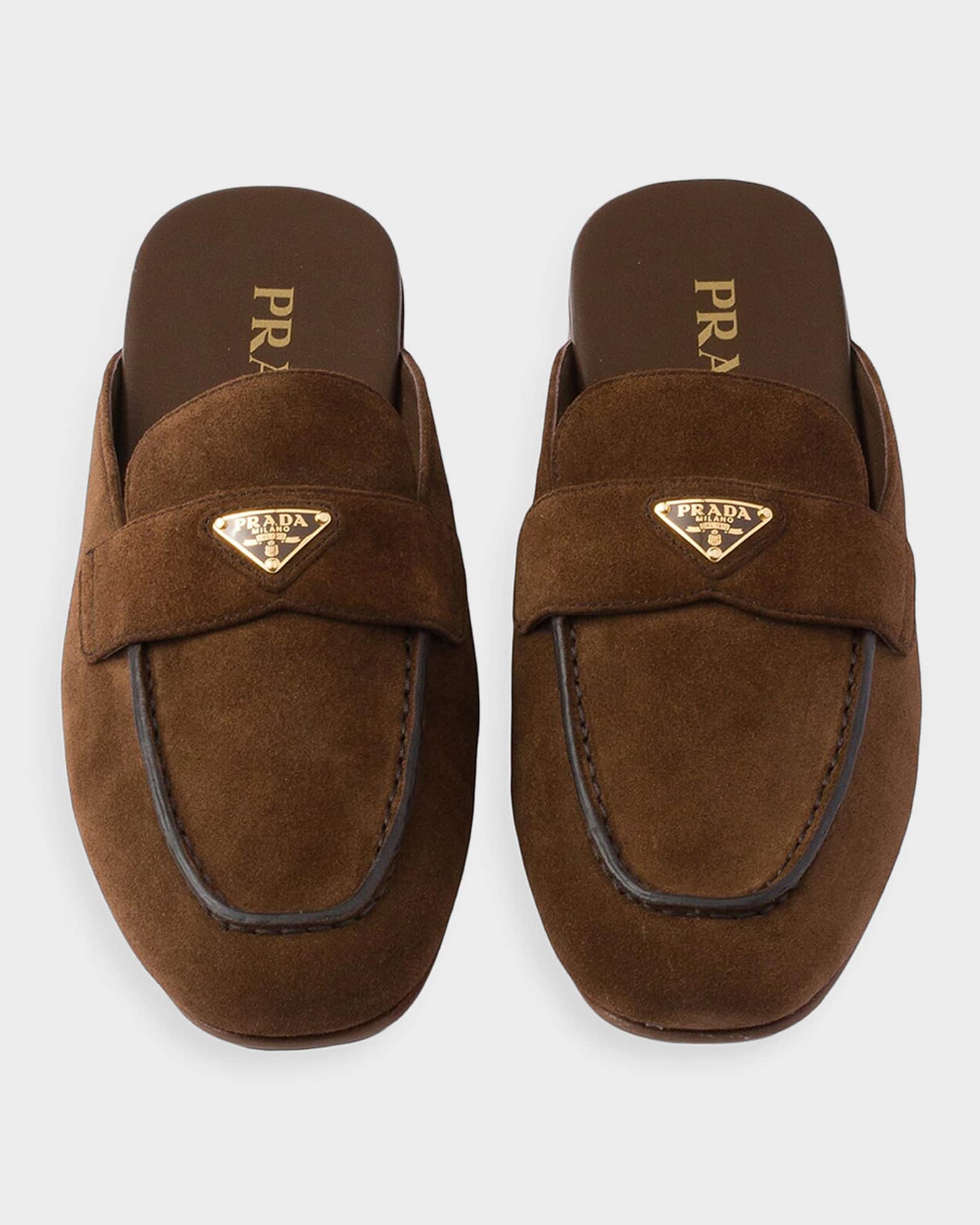 Prada Suede Sabot Mules | Neiman Marcus