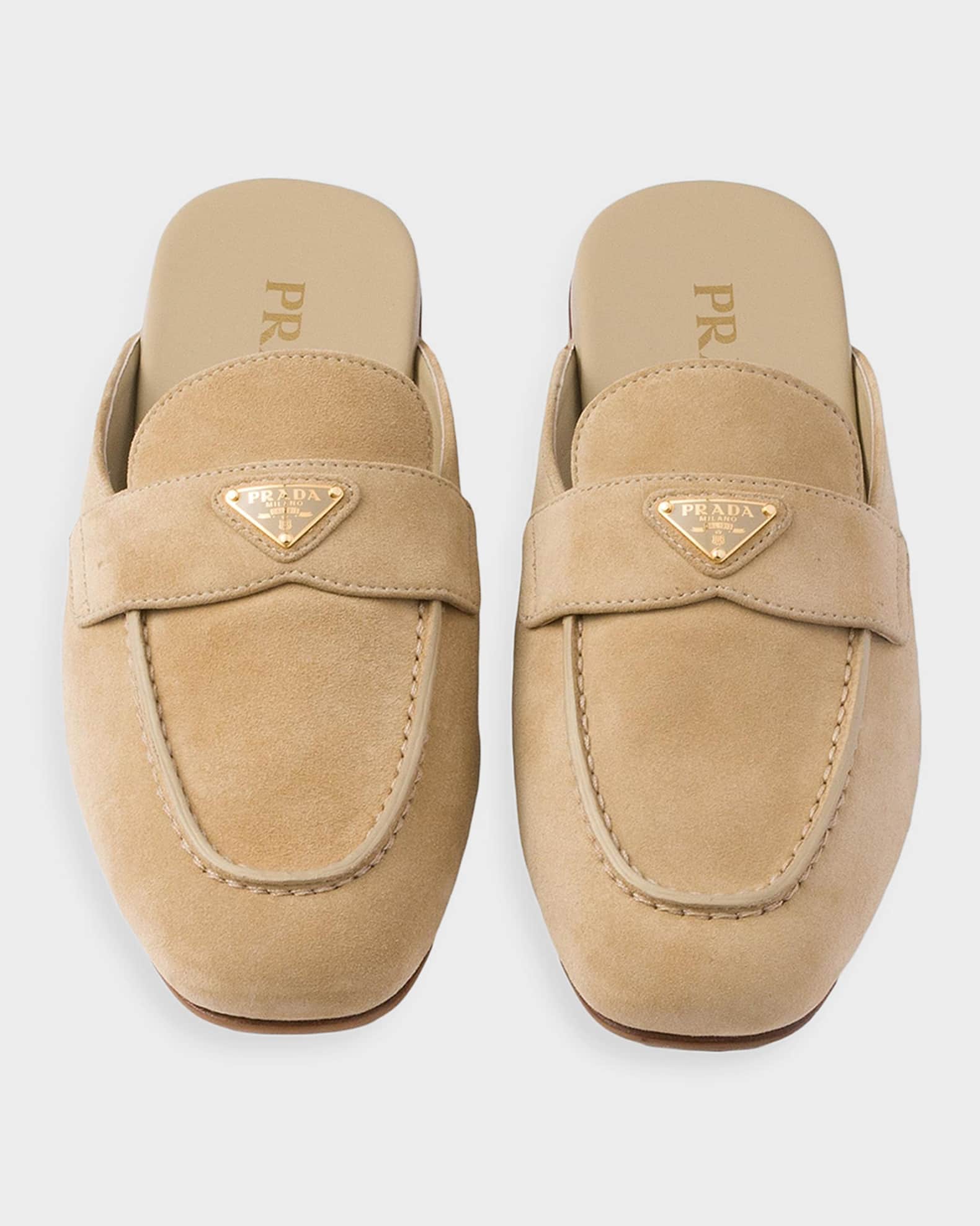 Prada Suede Sabot Mules | Neiman Marcus