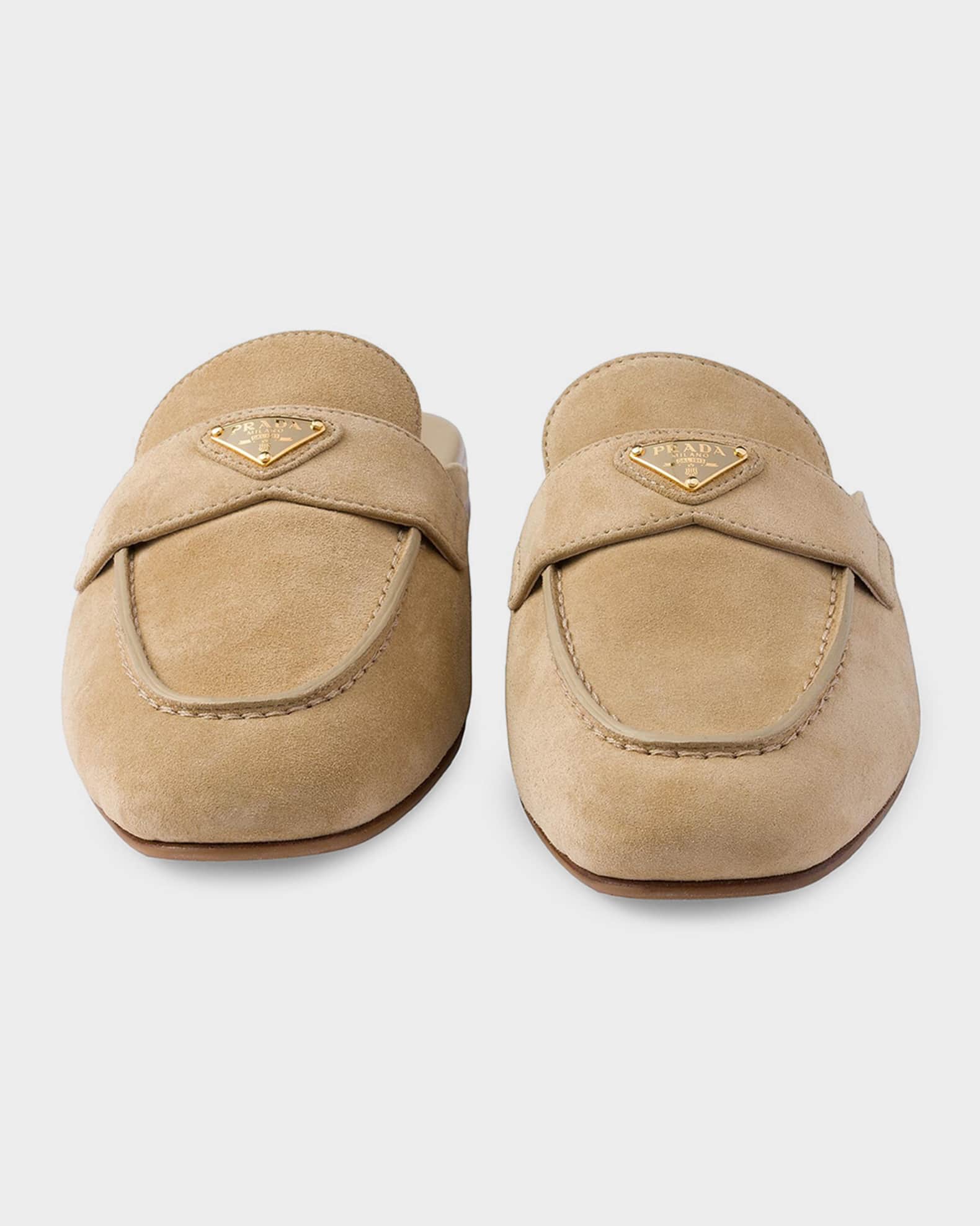 Prada Suede Sabot Mules | Neiman Marcus