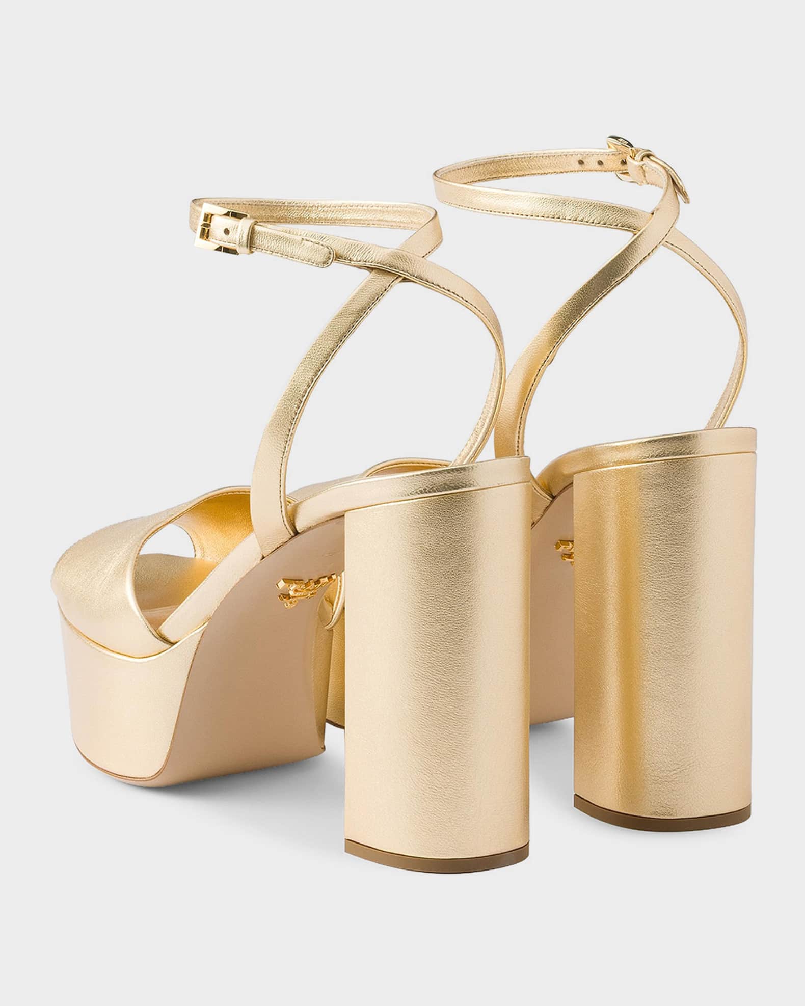Prada 115mm Mordore Nappa Leather Platform Sandals | Neiman Marcus