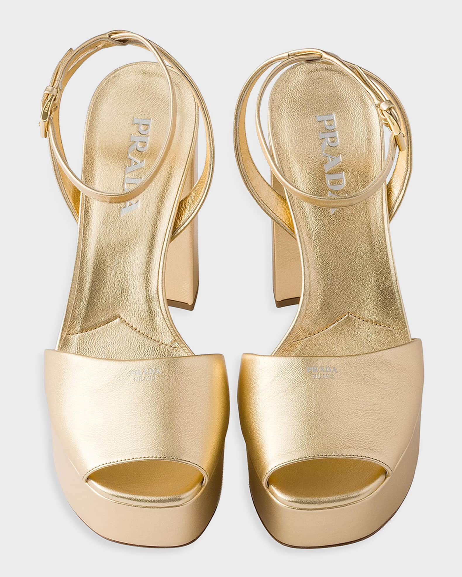 Prada 115mm Mordore Nappa Leather Platform Sandals | Neiman Marcus
