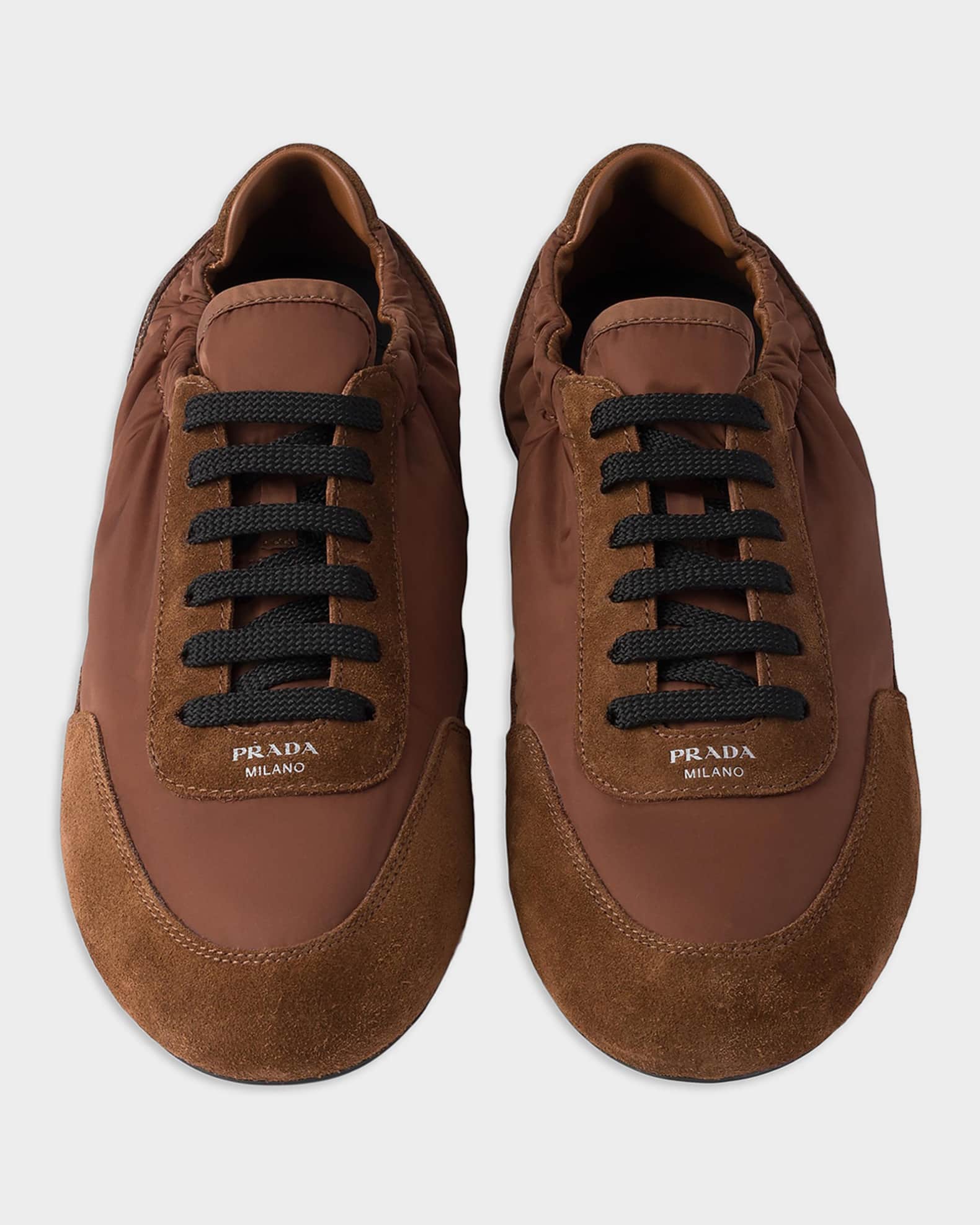 Prada Collapse Re-Nylon & Suede Low-Top Sneakers | Neiman Marcus