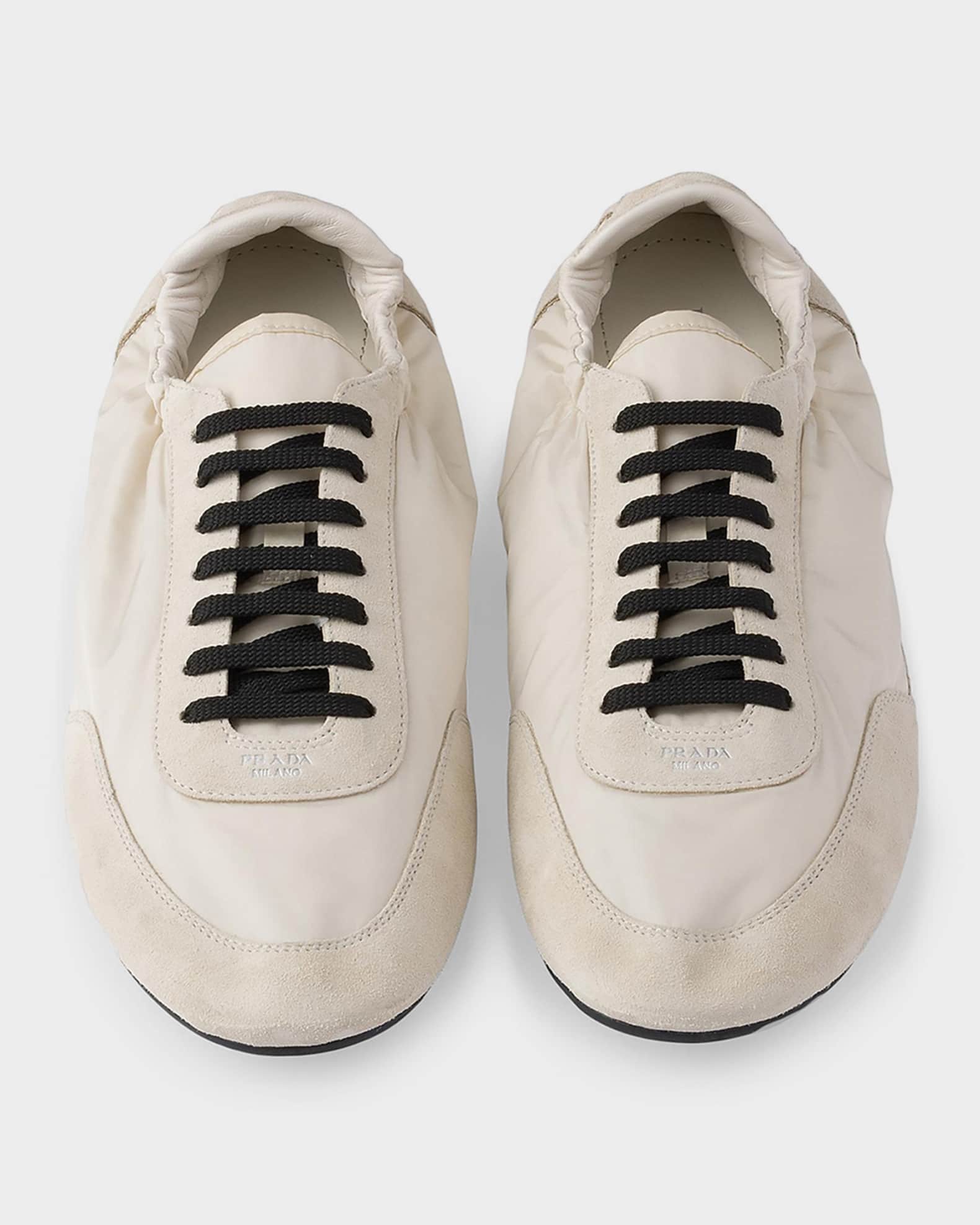 Prada Collapse Re-Nylon & Suede Low-Top Sneakers | Neiman Marcus