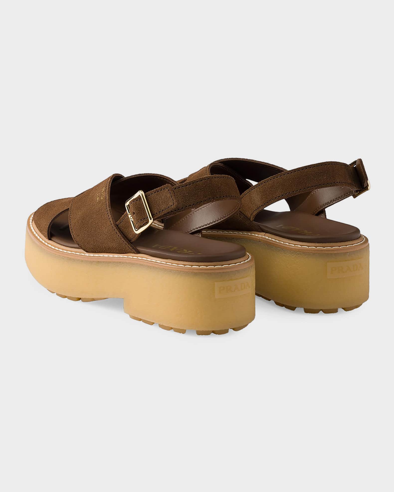 Prada Suede Crisscross Sandals | Neiman Marcus