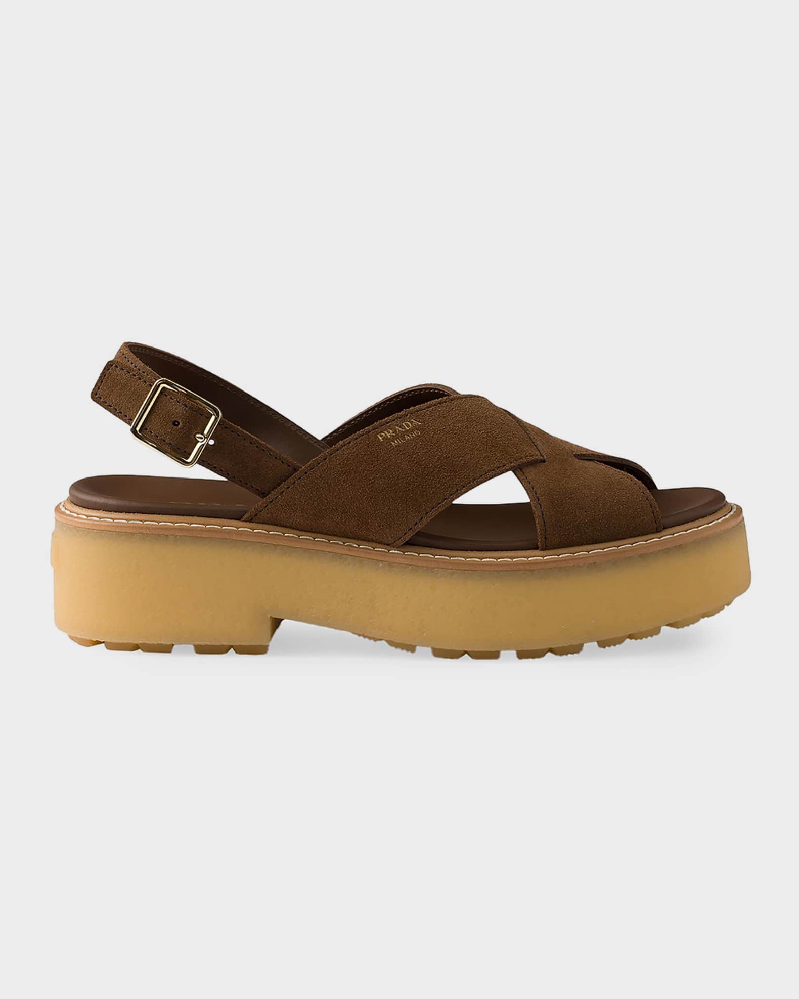 Prada Suede Crisscross Sandals | Neiman Marcus